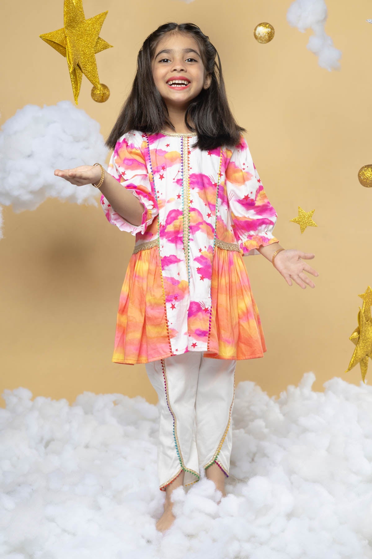 Designer Little Shiro Multicolor Lace Detail Kurta Set For Kids Available online at ScrollnShops