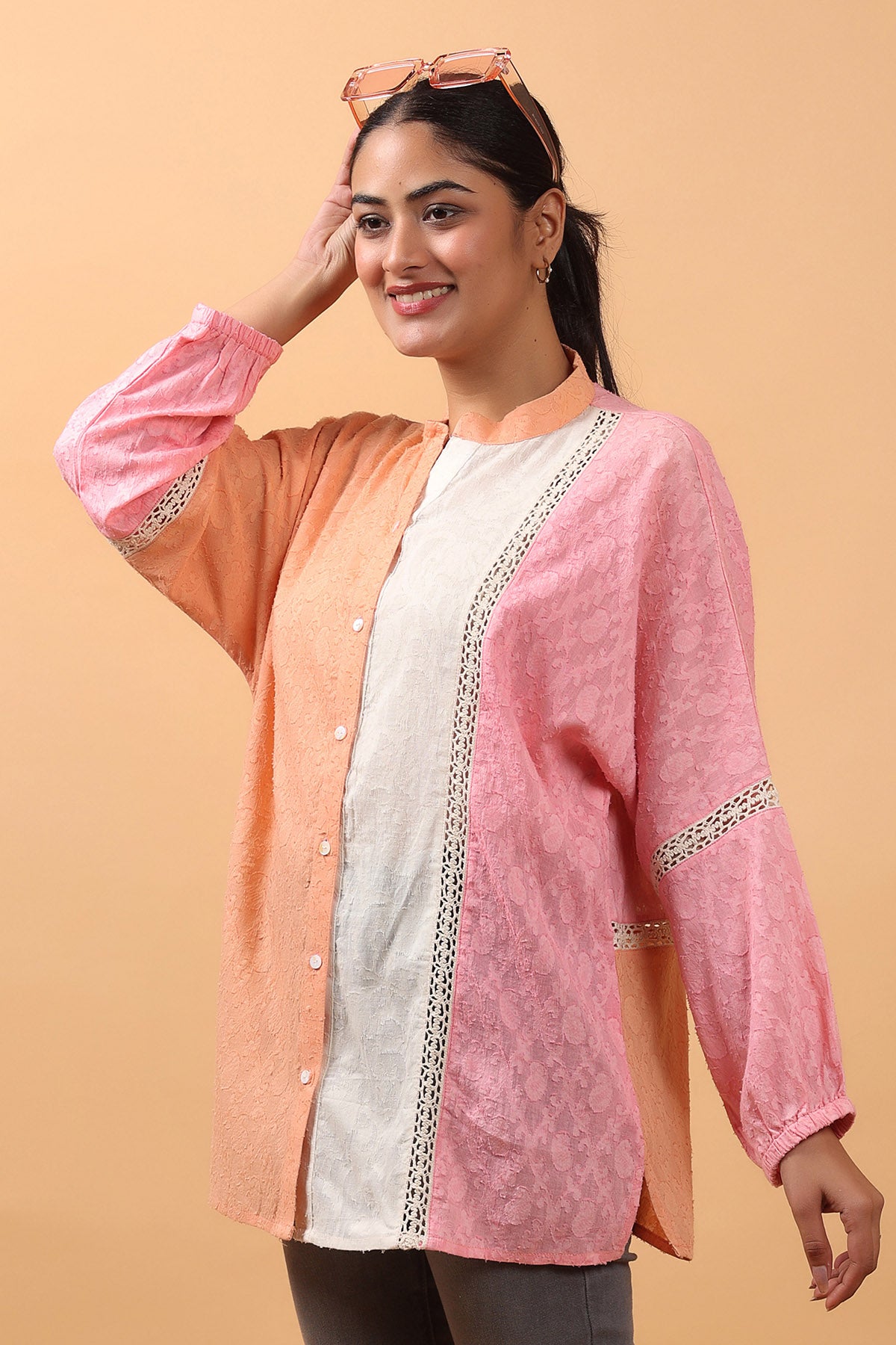 Multicolor Lace Detail Shirt