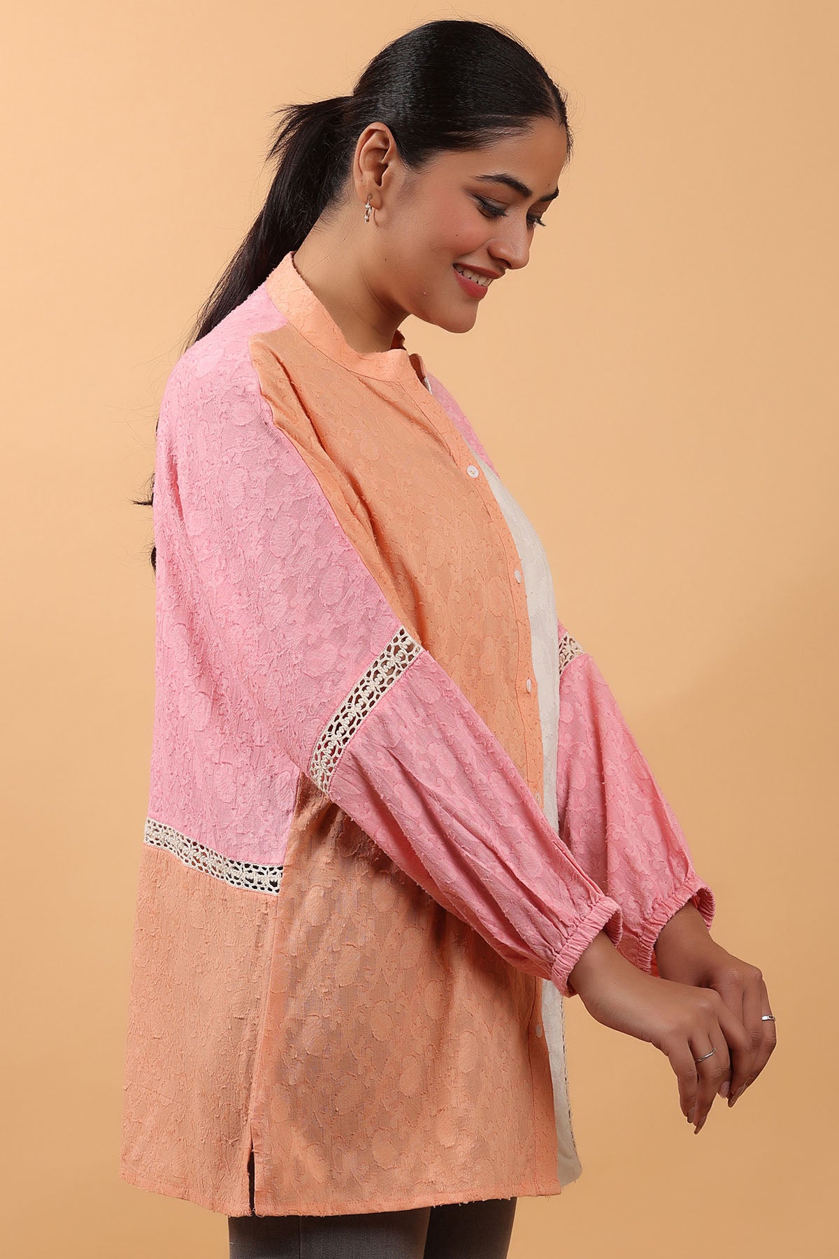 Multicolor Lace Detail Shirt