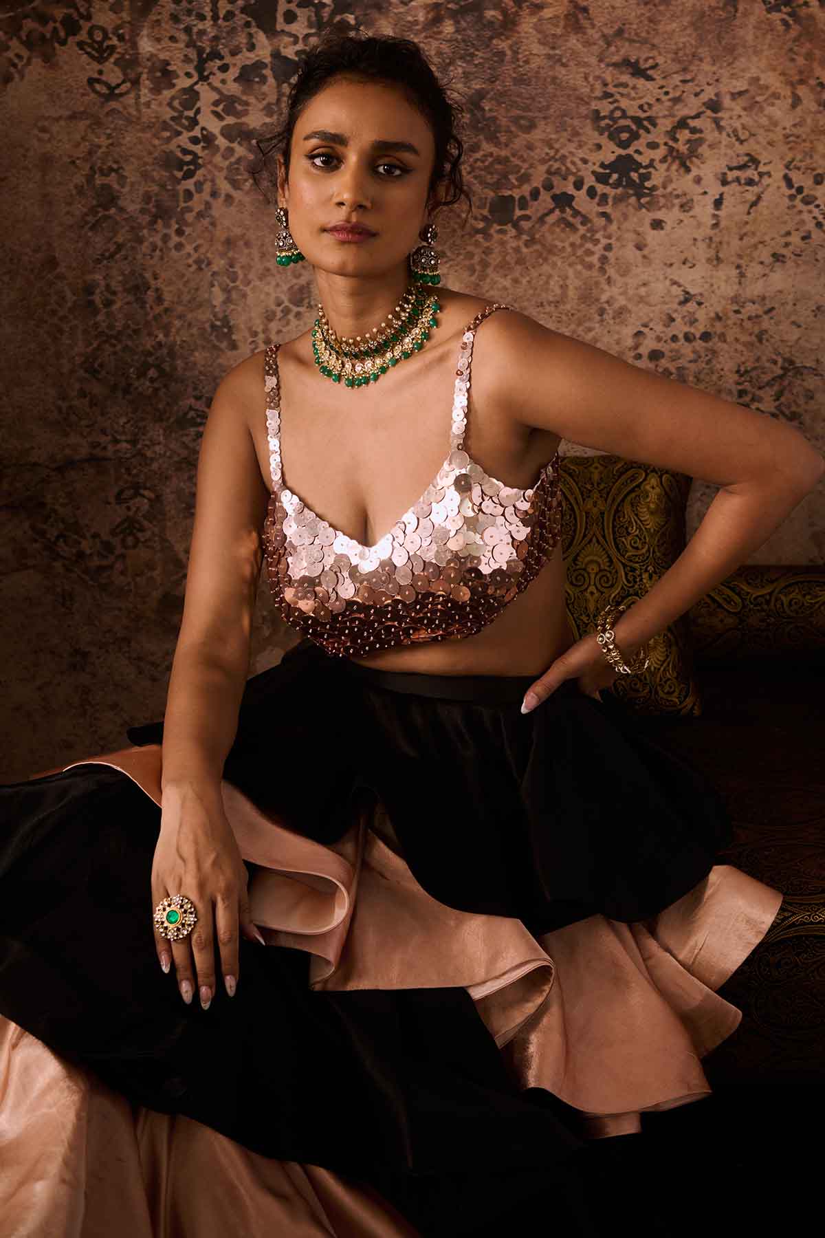 Multicolor Layered Skirt Set