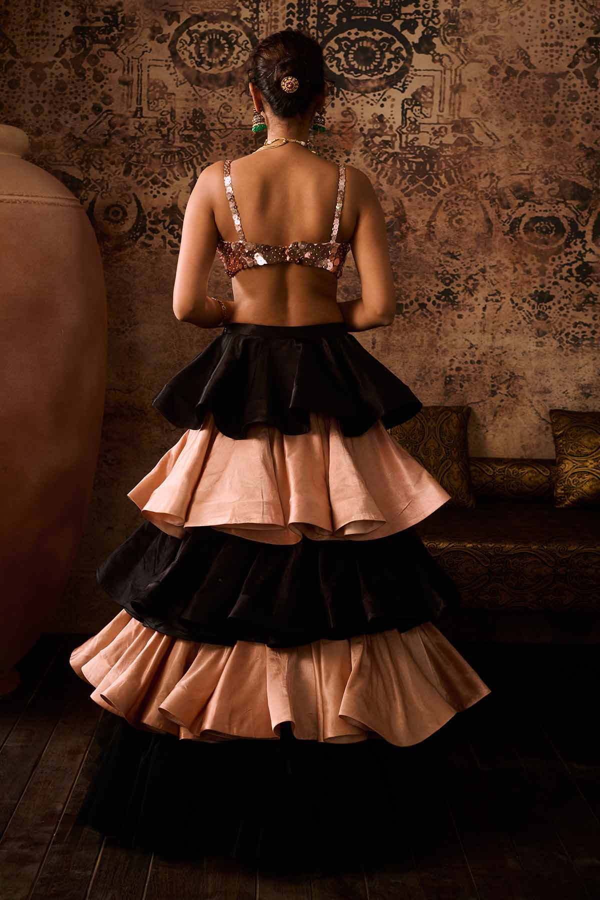 Multicolor Layered Skirt Set