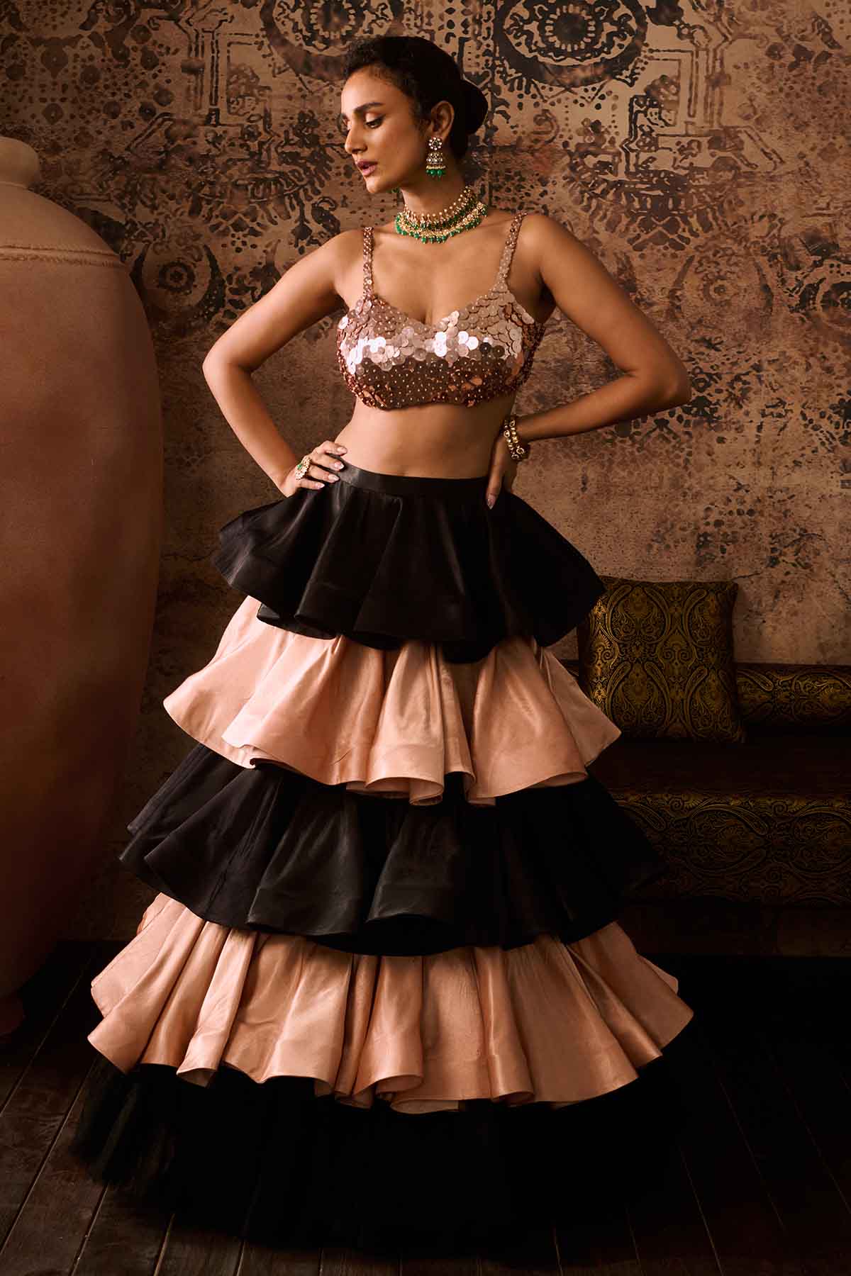 Buy Multicolor Layered Skirt Set by Masumi Mewawalla for women online at ScrollnShops