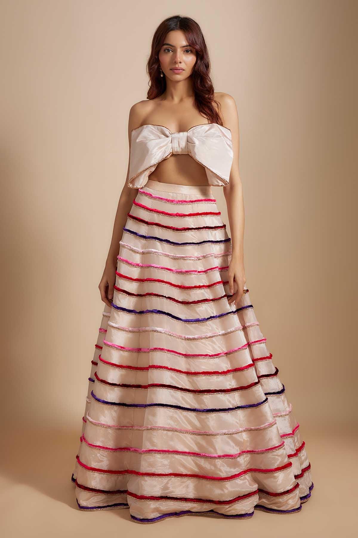 Multicolor Lehenga & Bow Blouse