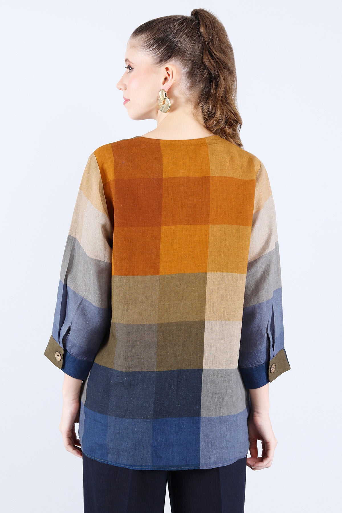 Multicolor Linen Checks Tunic