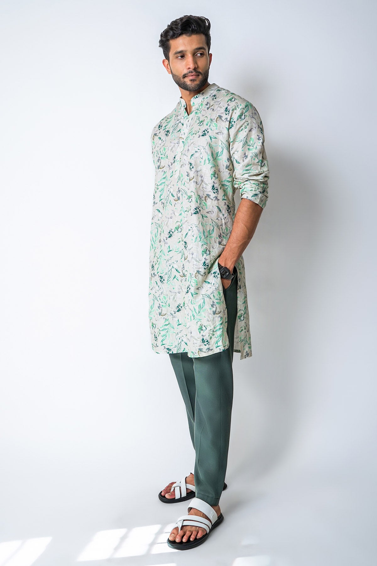 Multicolor Linen Kurta & Pants