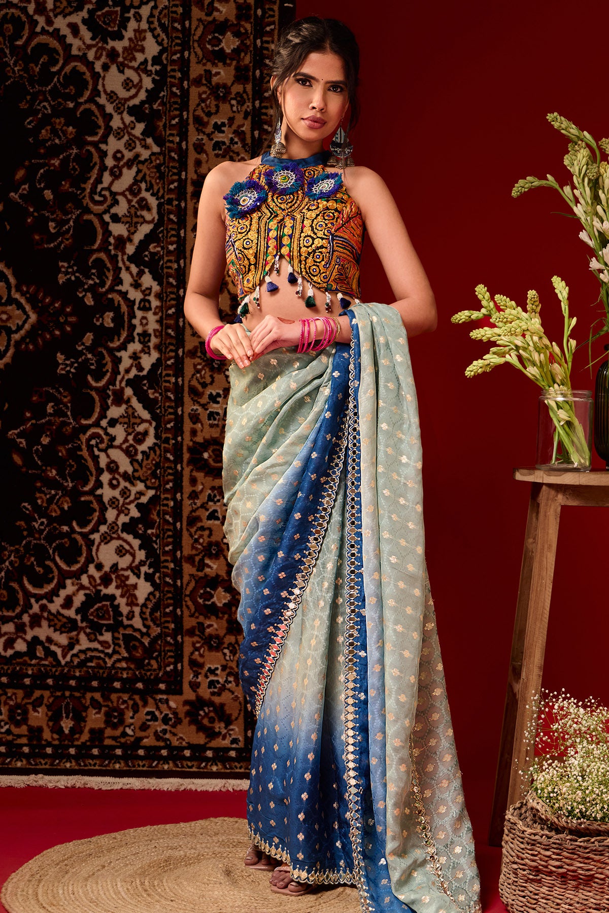 Multicolor Marodi Saree Blouse