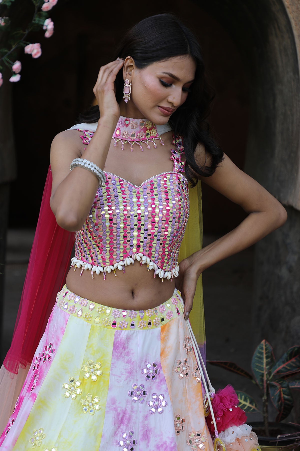 Multicolor Mirror Lehenga Set