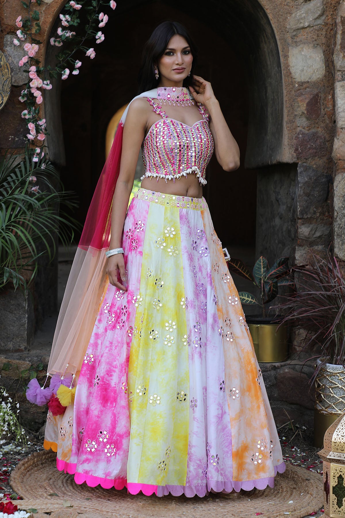 Multicolor Mirror Lehenga Set