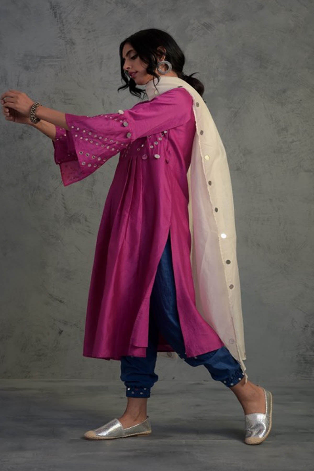 Multicolor Mirror Work Kurta Set