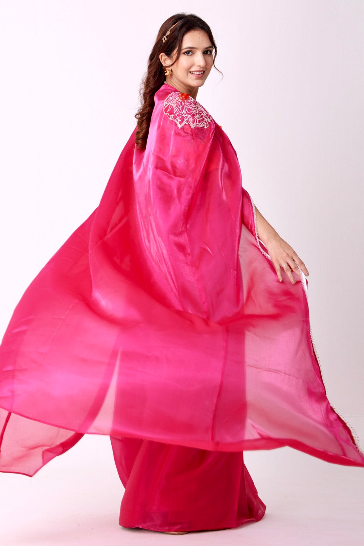 Multicolor Organza Floral Saree