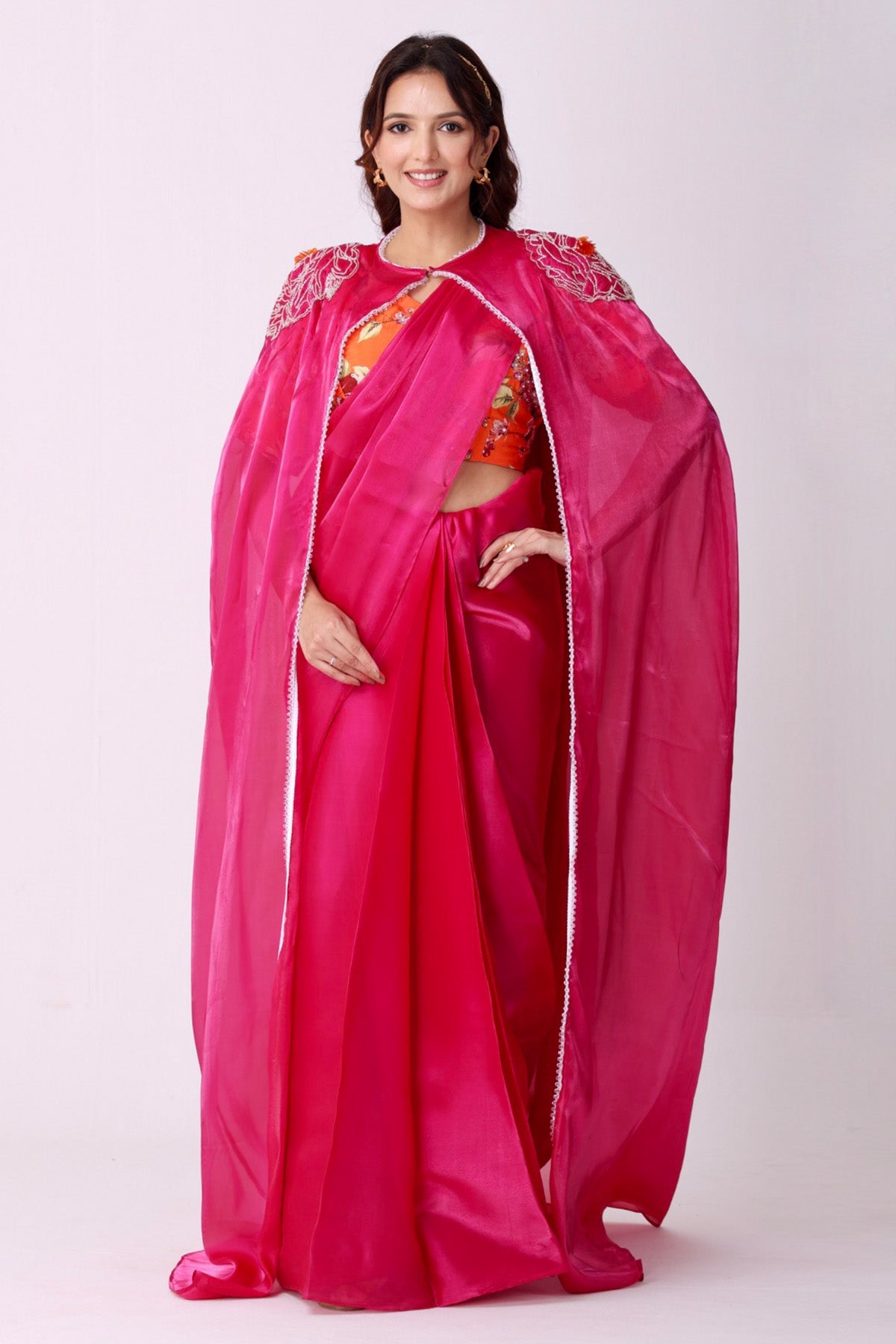 Buy Multicolor Organza Floral Saree for women by Namita Sharma Designer online available at scrollnshops