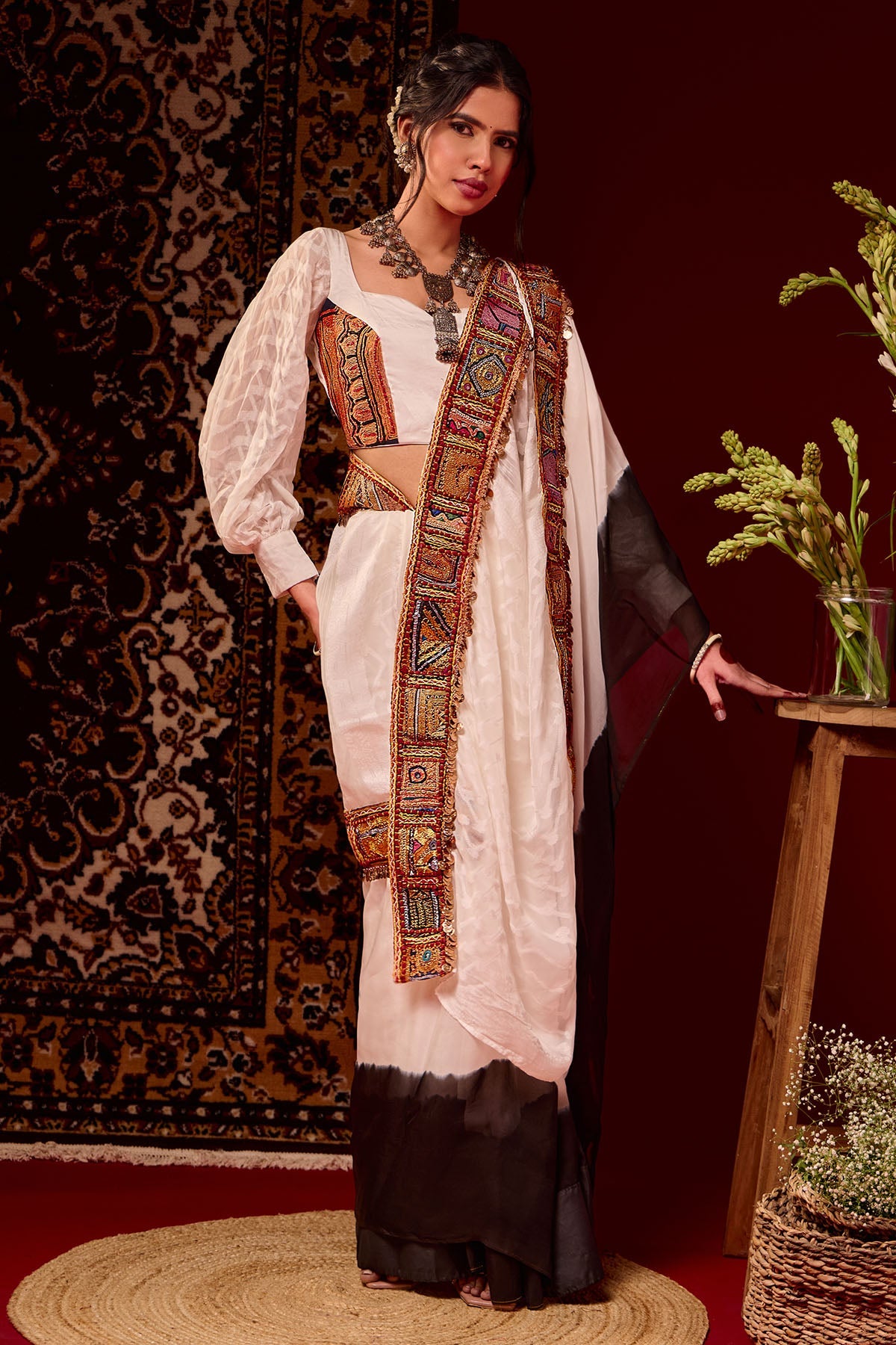 Buy Multicolor Organza Saree Blouse for women by Aishawarya Tyagi online available at scrollnshops