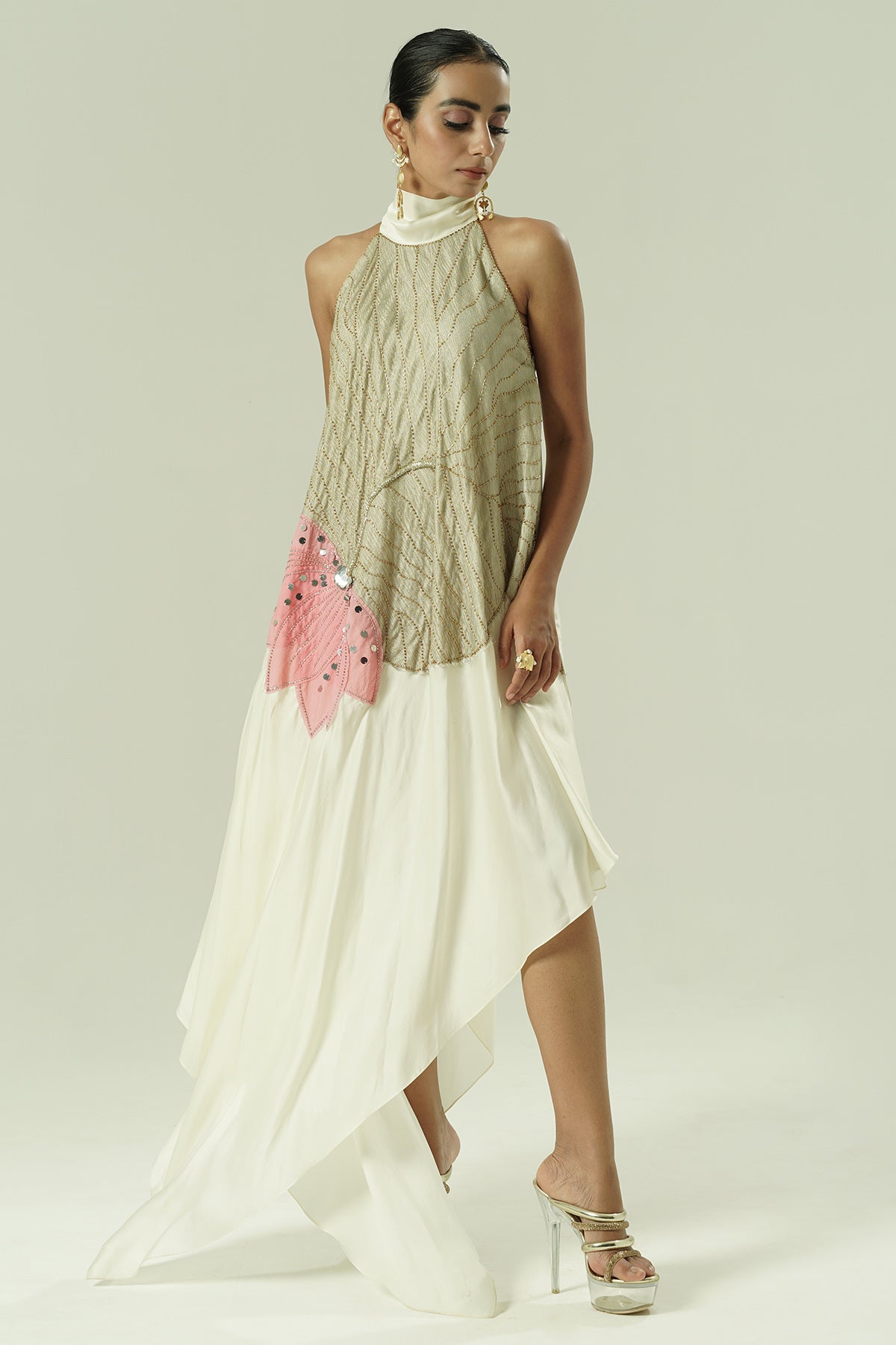 Multicolor Patch Halter Dress