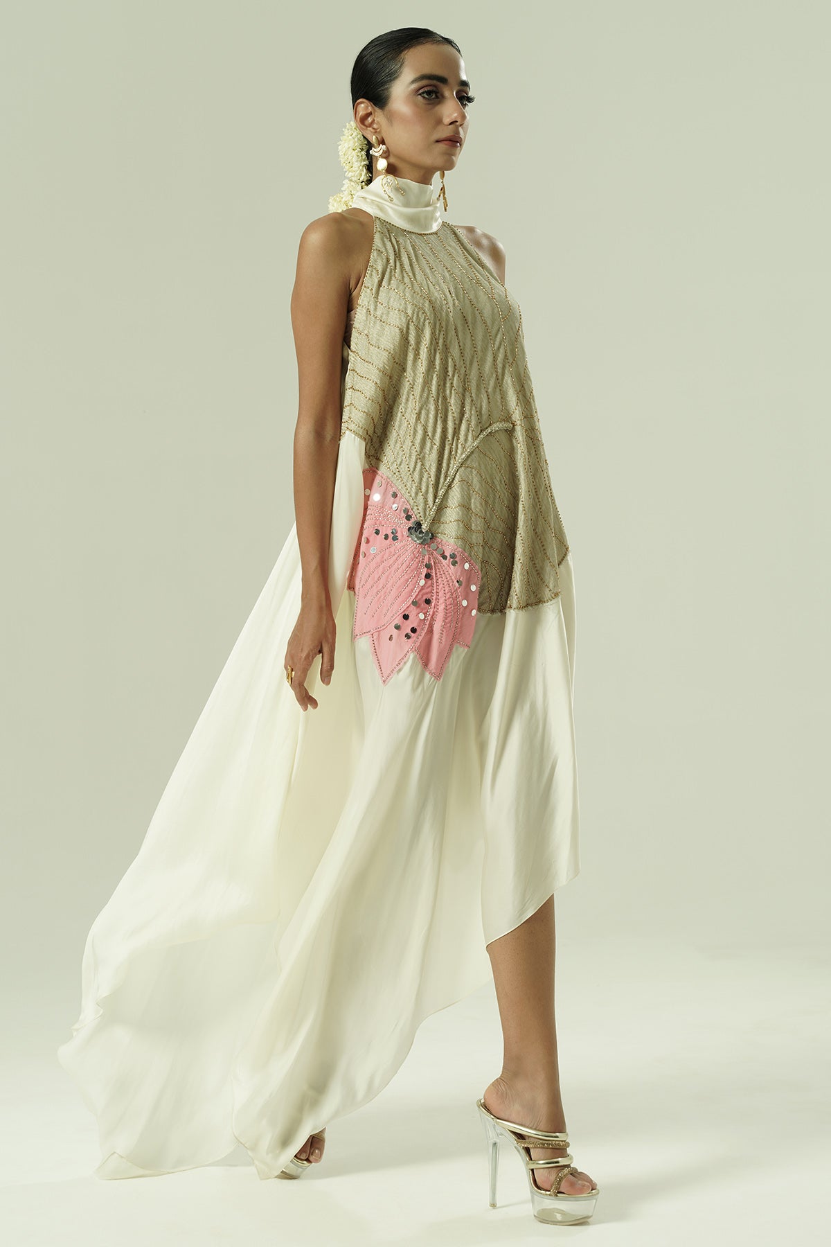 Multicolor Patch Halter Dress