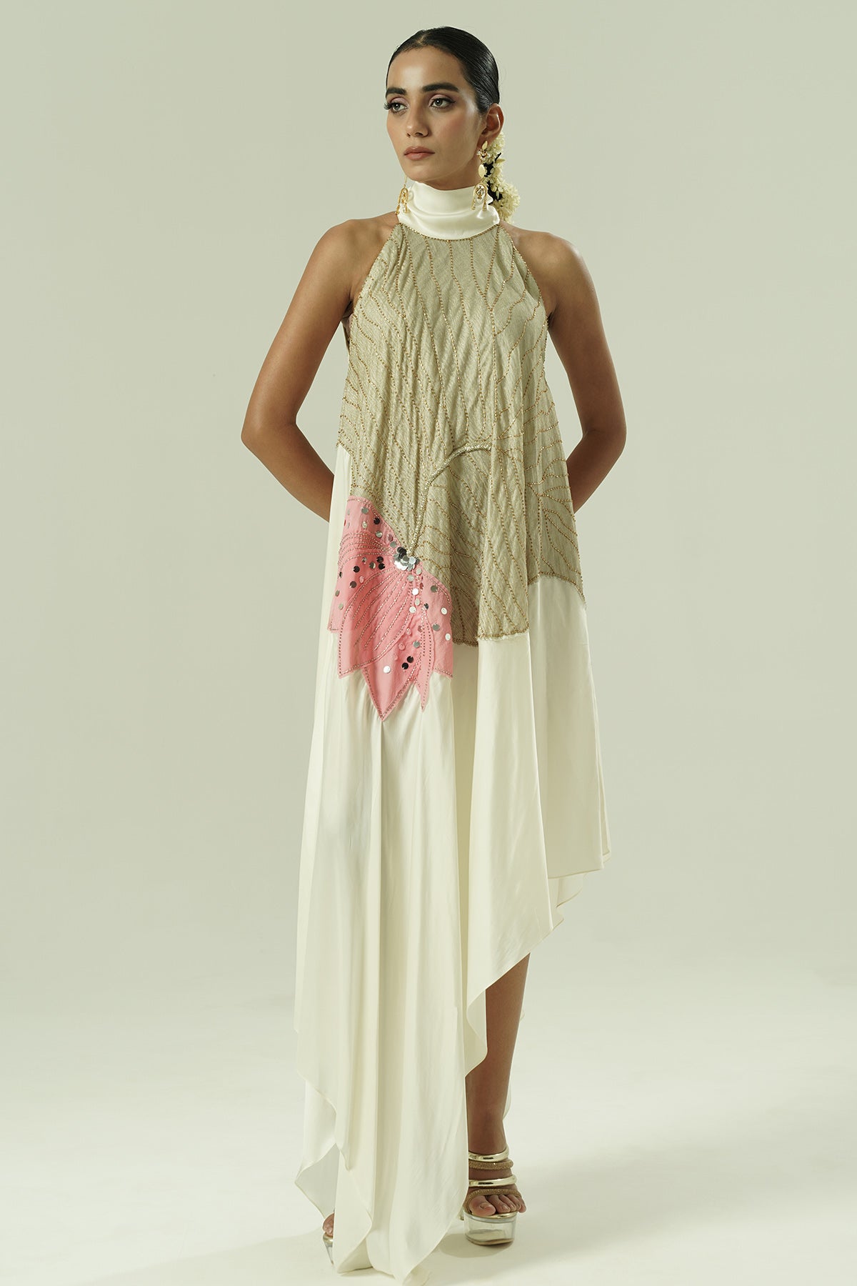 Multicolor Patch Halter Dress