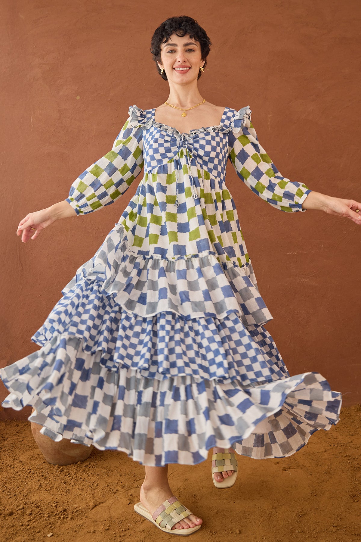 Multicolor Patchwork Midi Dress