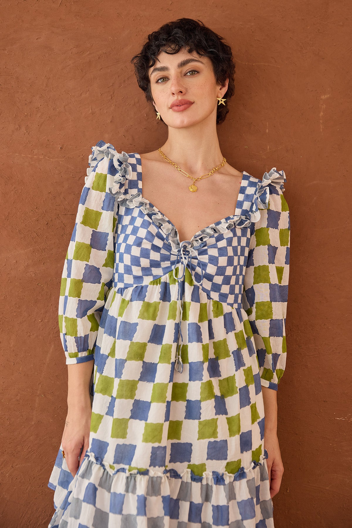 Multicolor Patchwork Midi Dress