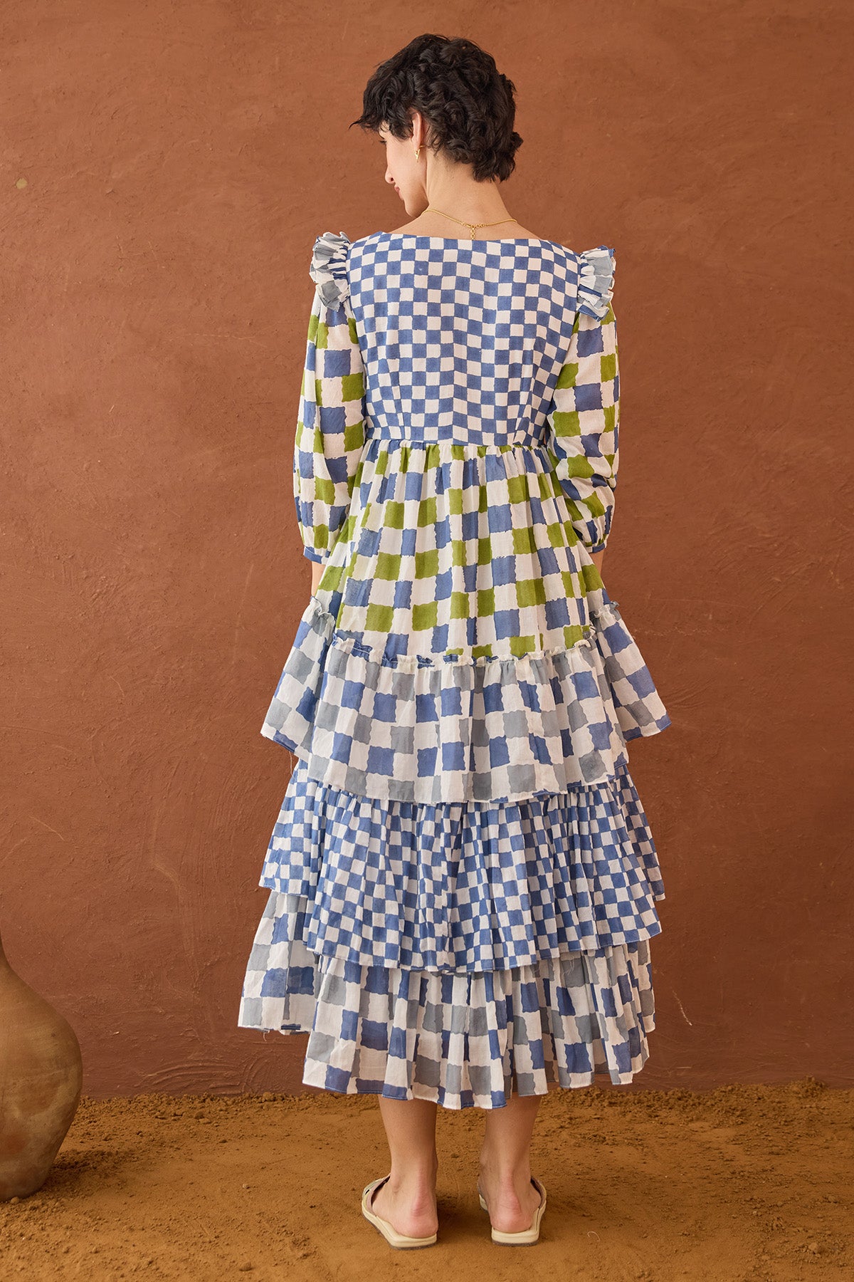 Multicolor Patchwork Midi Dress