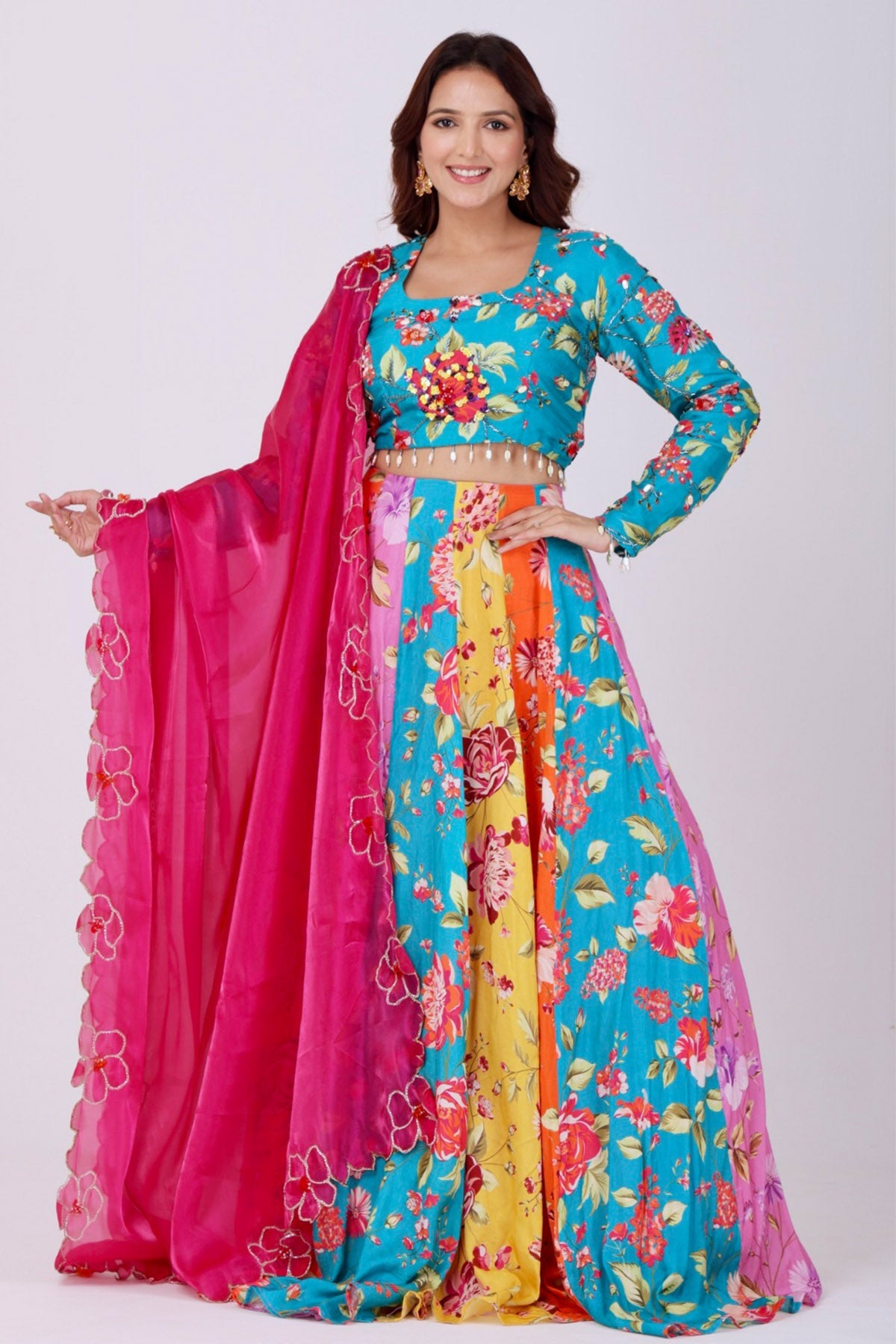 Buy Multicolor Pearl Lehenga Set for women by Namita Sharma Designer online available at scrollnshops