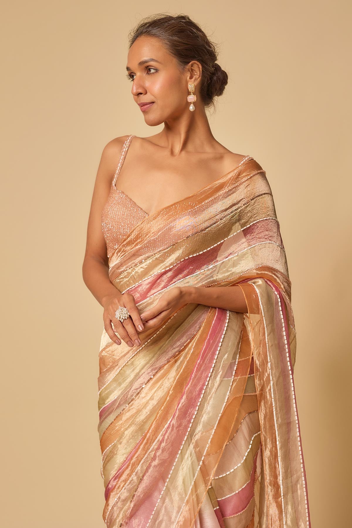 Multicolor Pre-Stitched Saree