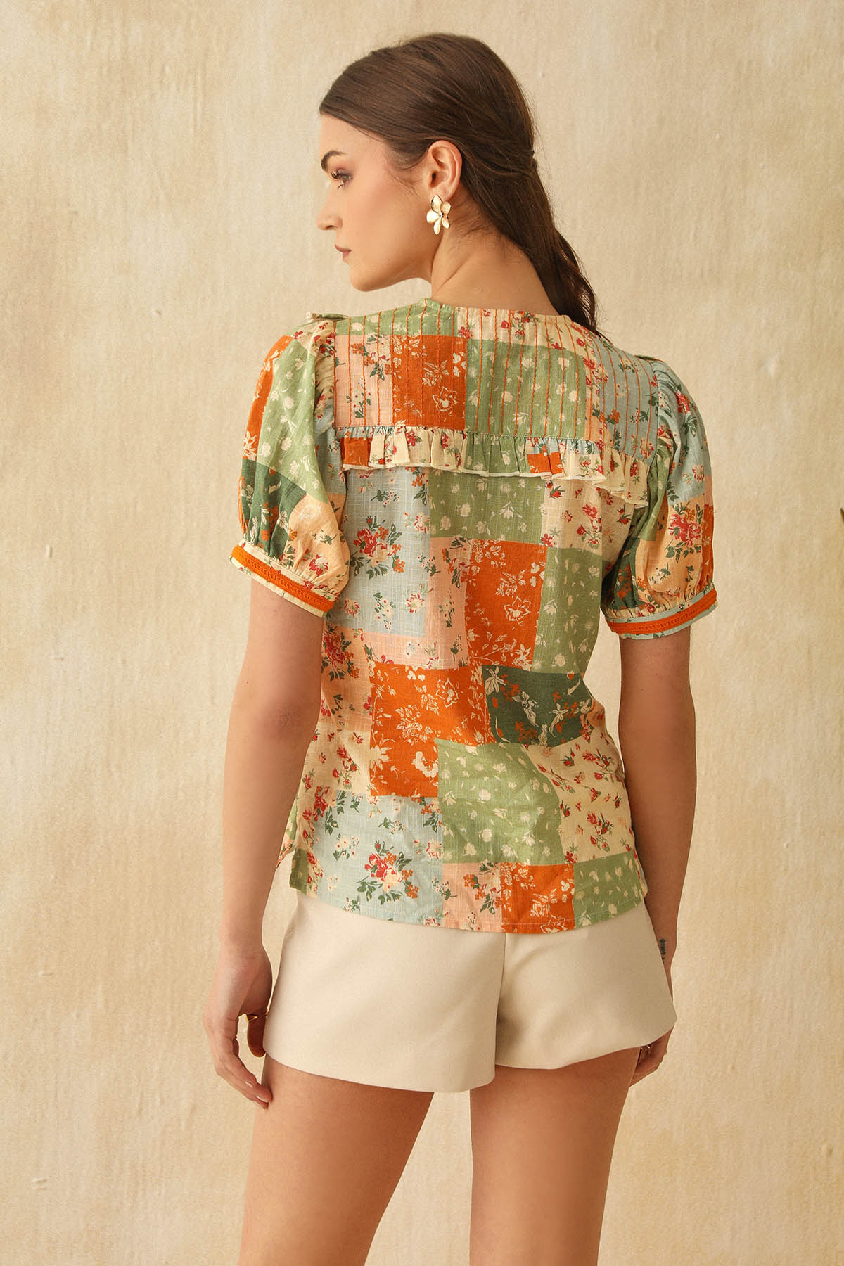 Multicolor Print Embroidered Top