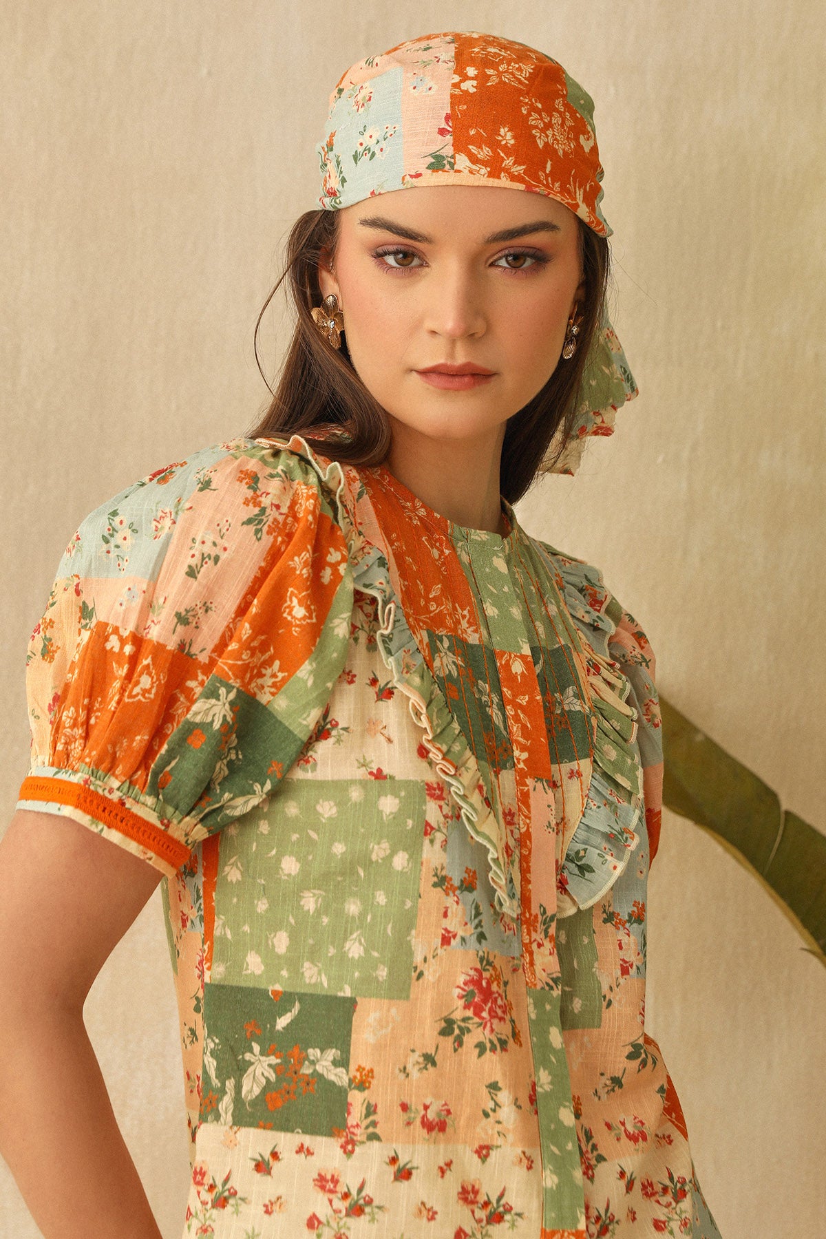 Multicolor Print Embroidered Top