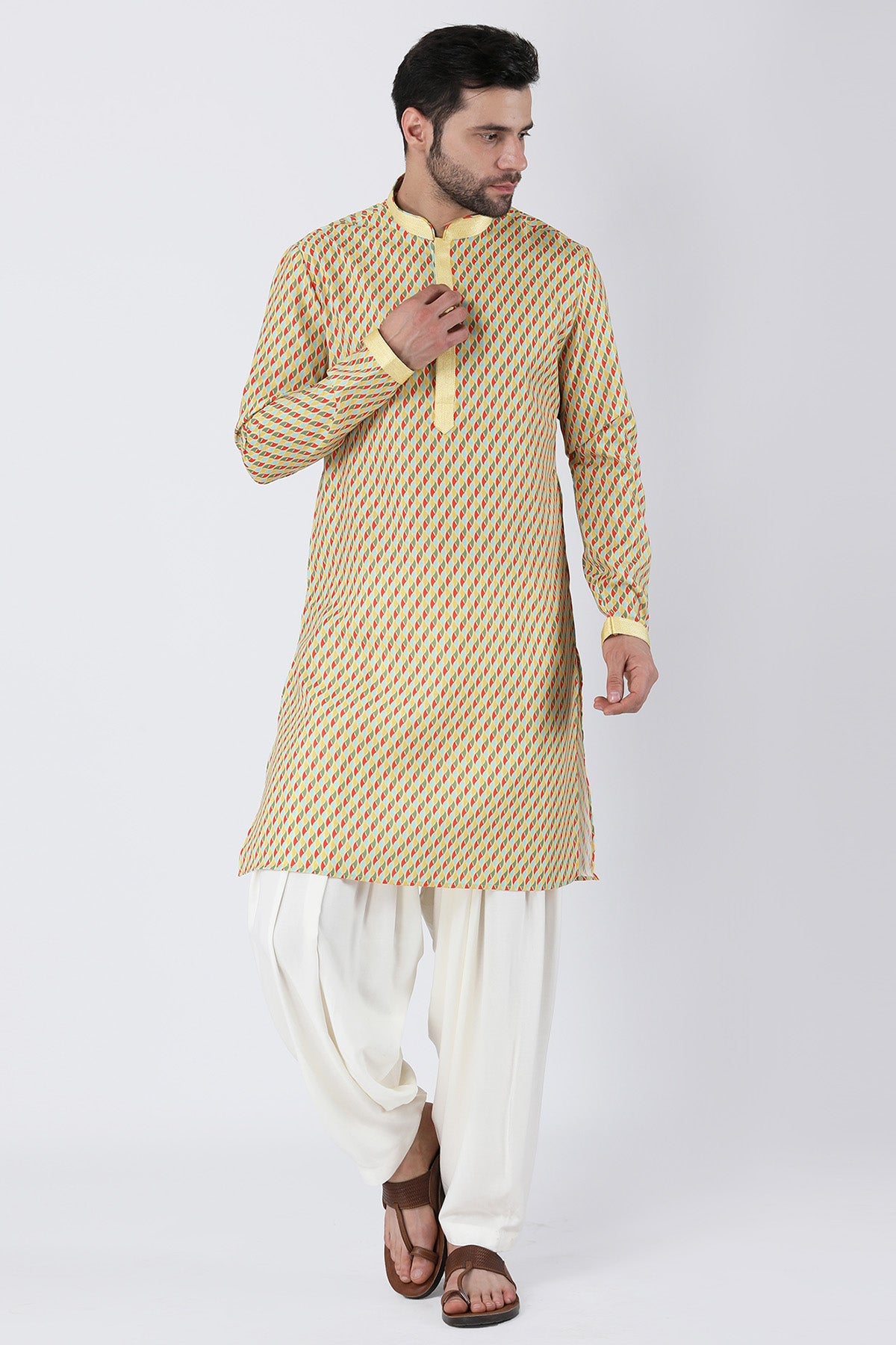 Buy Multicolor Print Kurta & Salwar by Manish Nagdeo for Men online at ScrollnShops