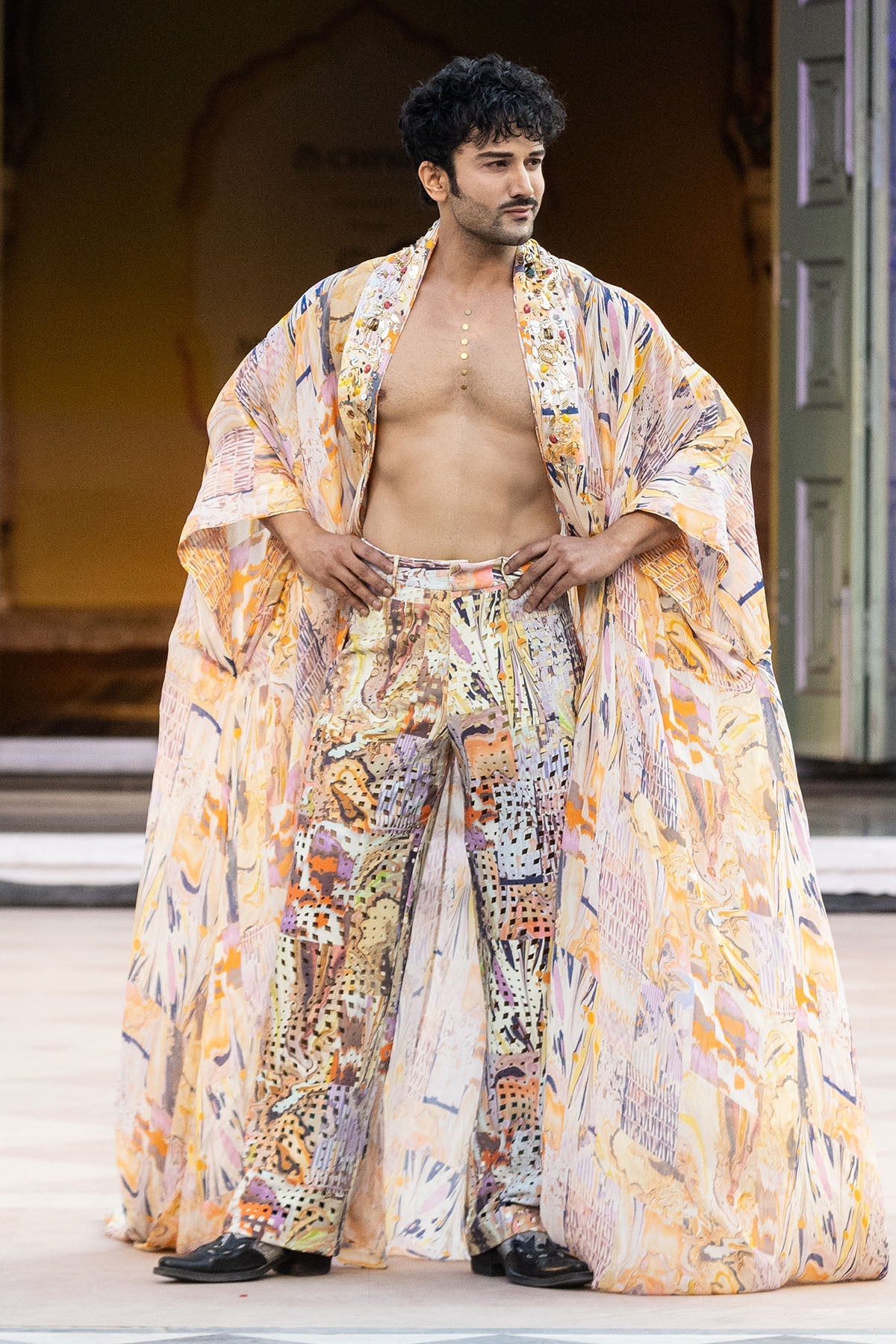 Buy Multicolor Print Laser Cut Pants by Mandira Wirk for men online at ScrollnShops