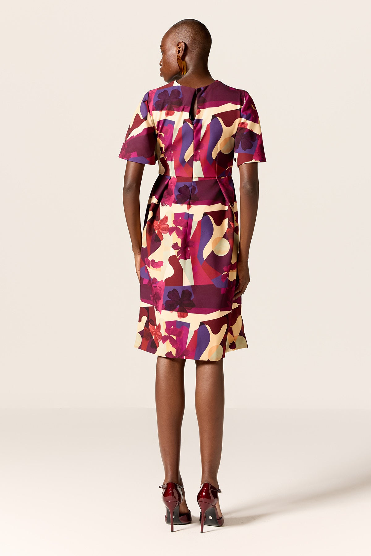 Multicolor Print Pleated Dress