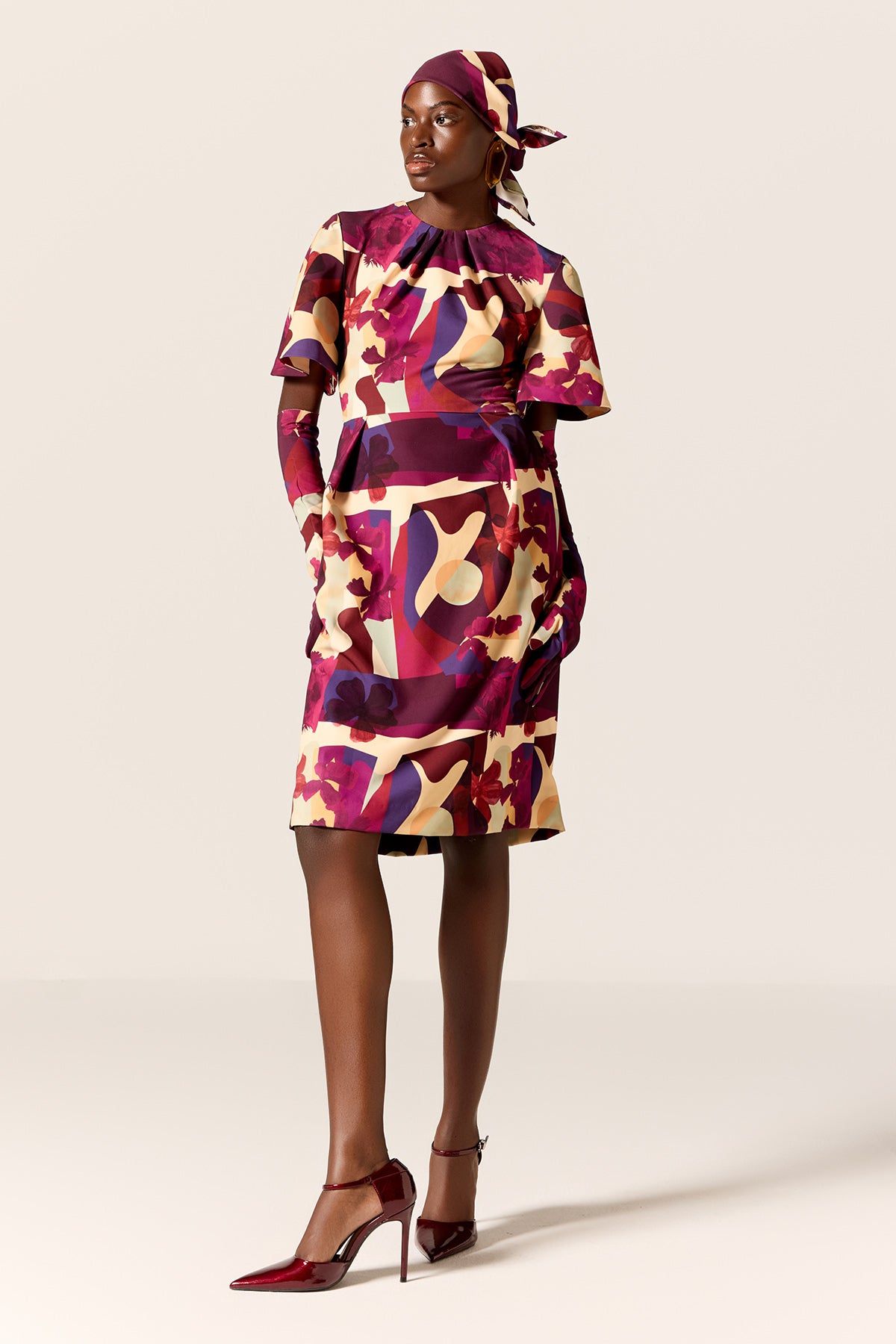 Multicolor Print Pleated Dress