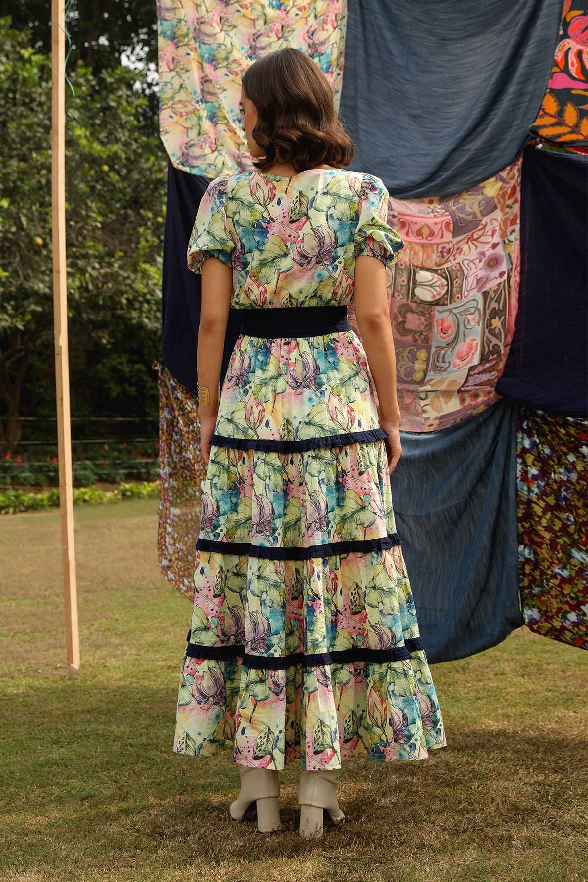 Multicolor Print Ruffle Dress