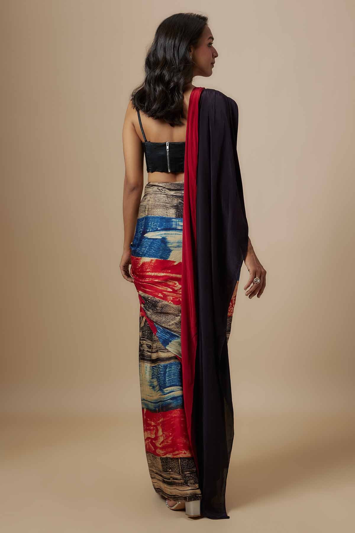 Multicolor Print Saree & Blouse