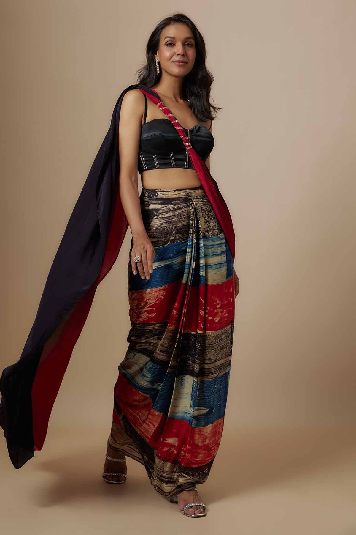 Multicolor Print Saree & Blouse