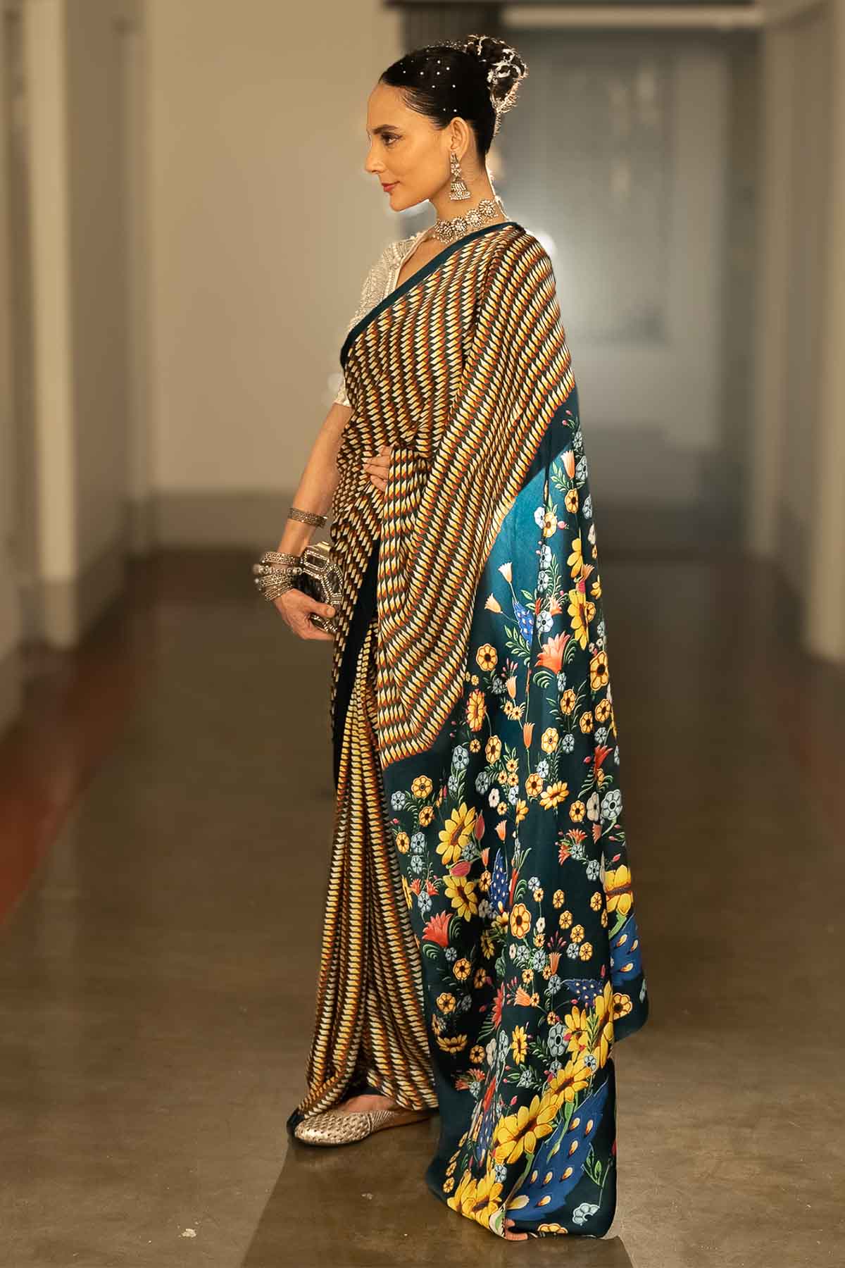 Multicolor Geometric Print Saree