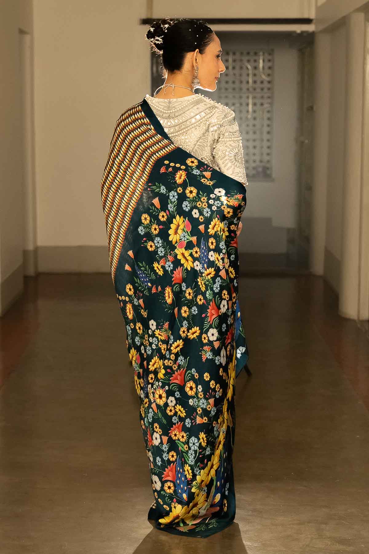 Multicolor Geometric Print Saree