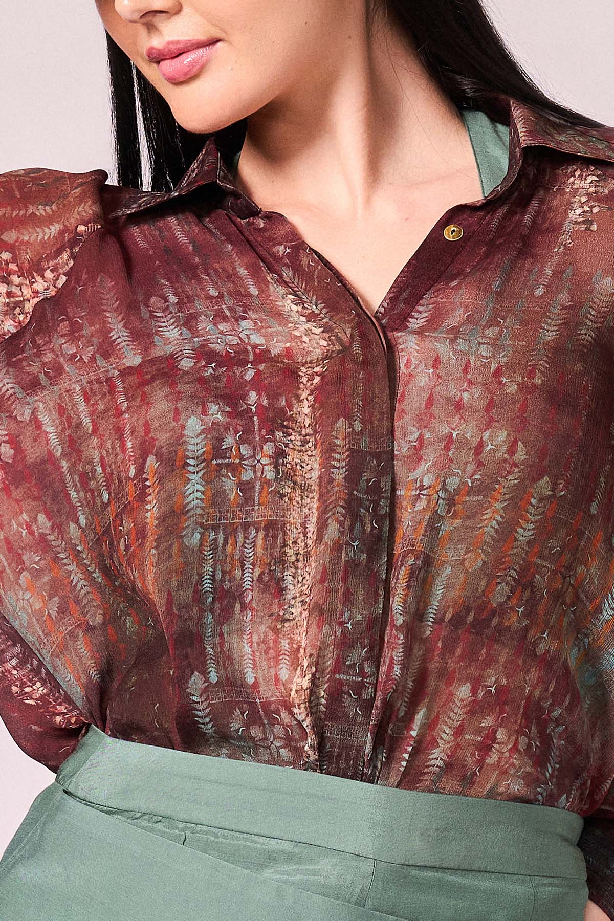 Multicolor Print Short Skirt Set