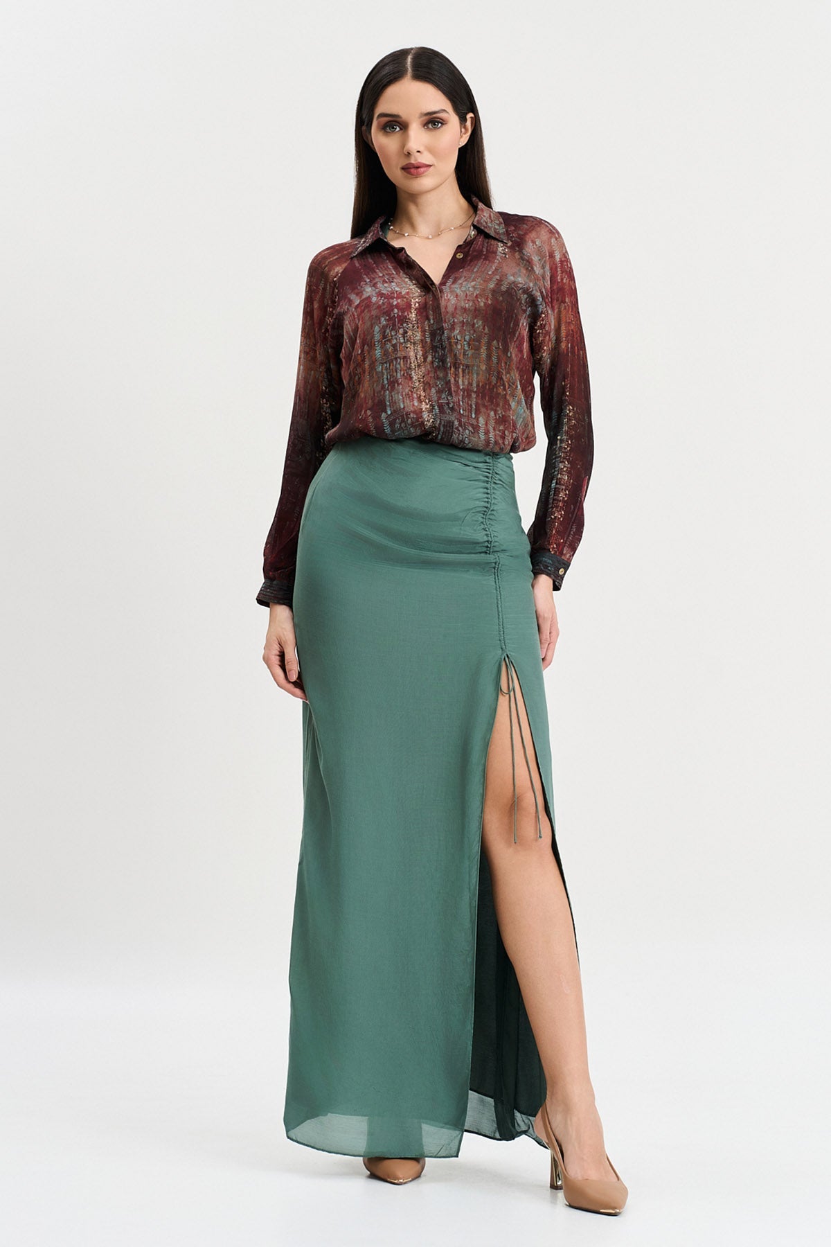 Buy Multicolor Print Slit Skirt Set by Koswi for women online at ScrollnShops