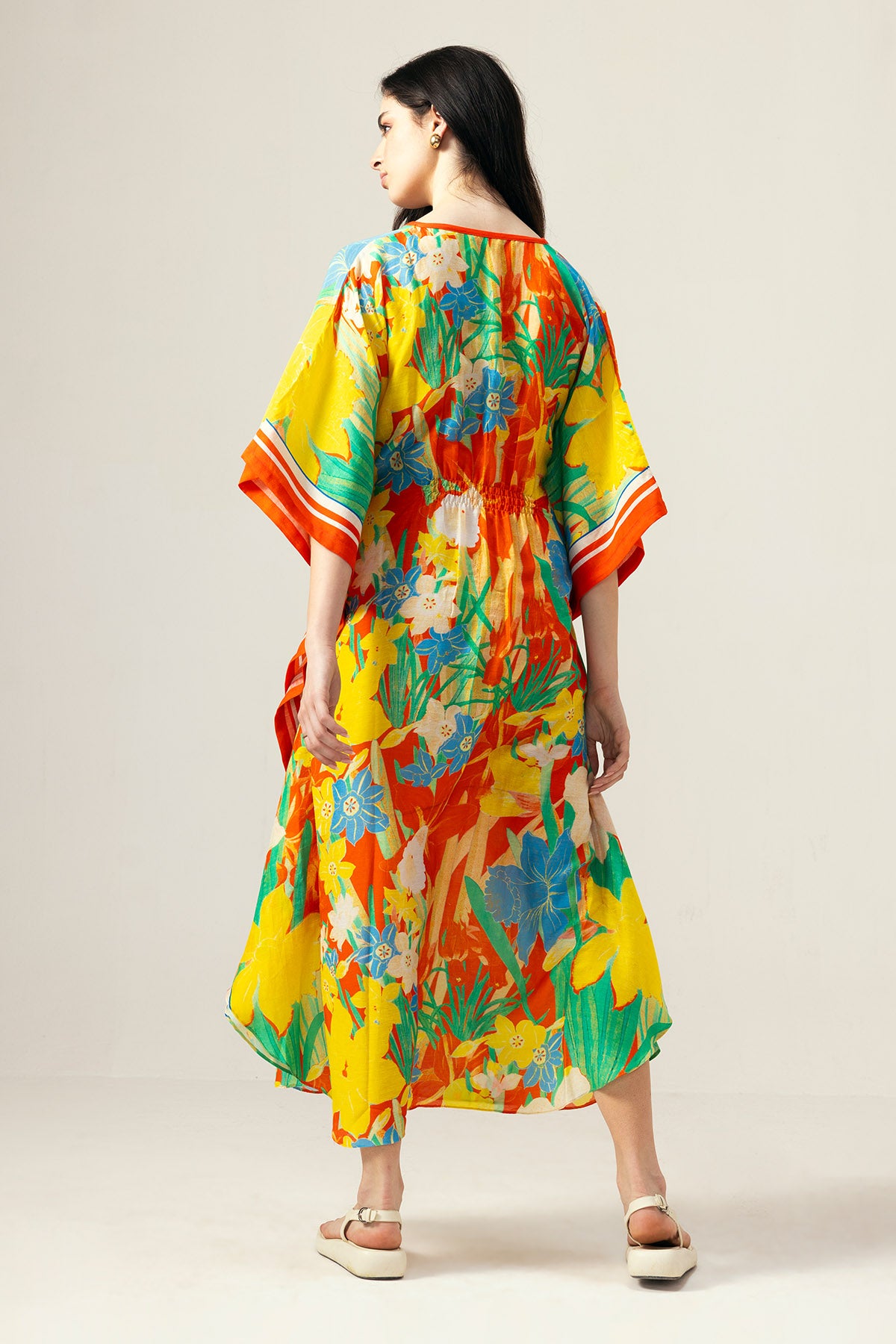 Multicolor Print V-Neck Kaftan