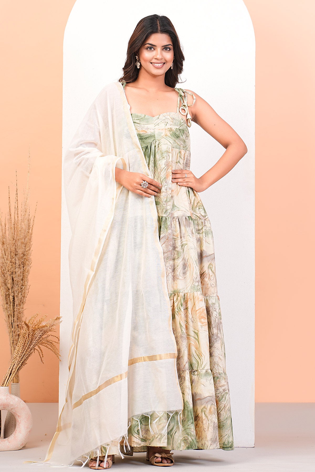 Multicolor Printed Anarkali Set