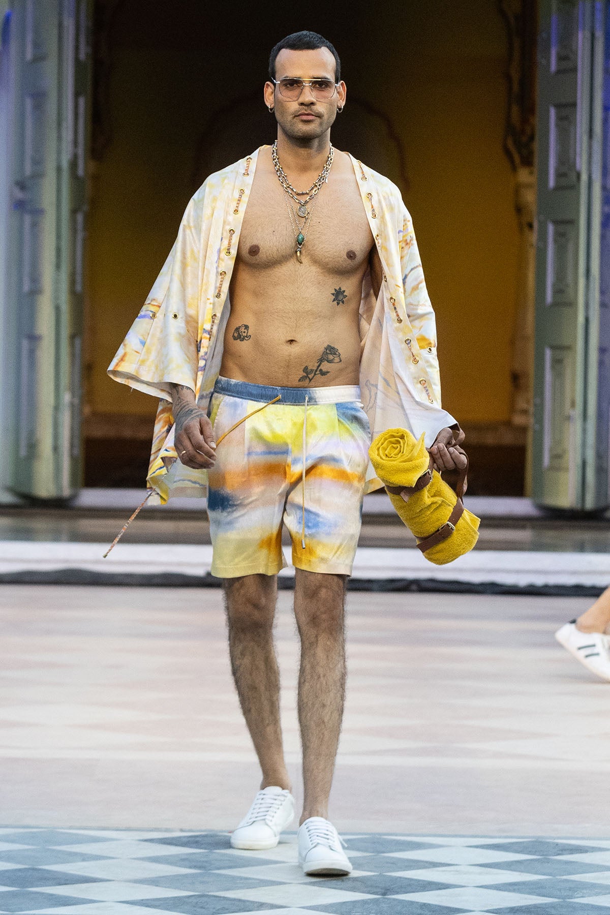 Multicolor Printed Cape & Shorts