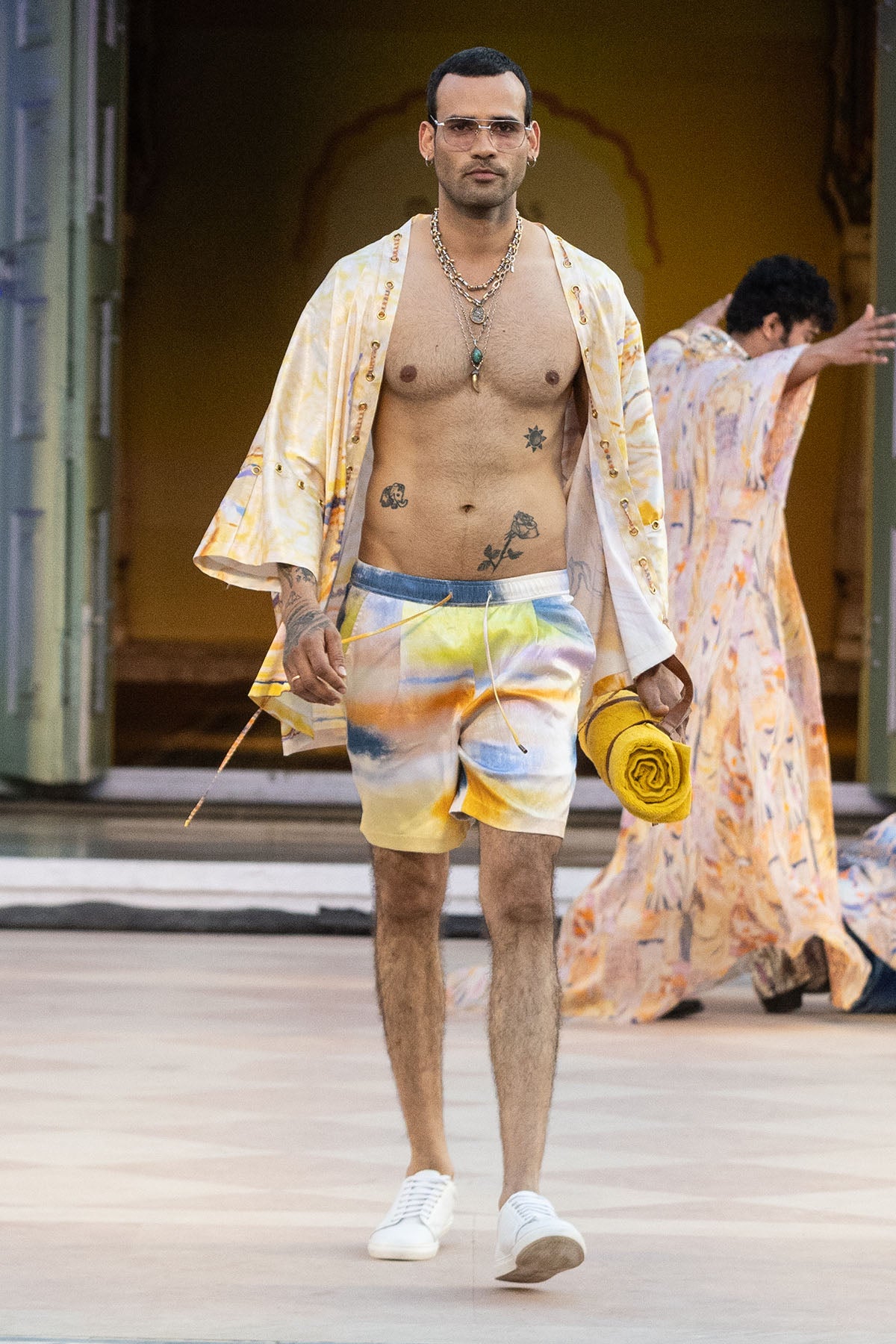 Multicolor Printed Cape & Shorts