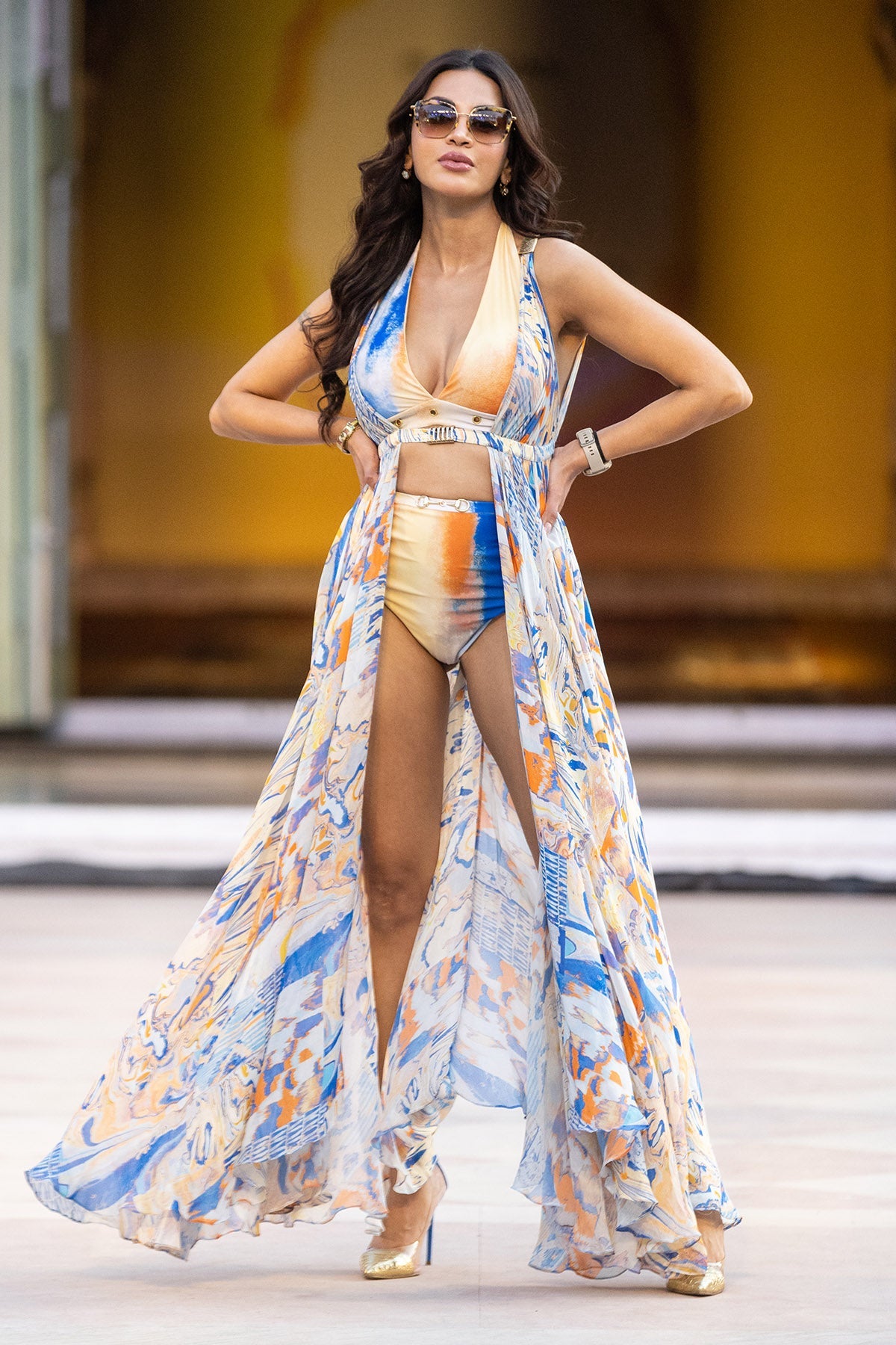 Buy Multicolor Printed Chiffon Cape by Mandira Wirk for women online at ScrollnShops