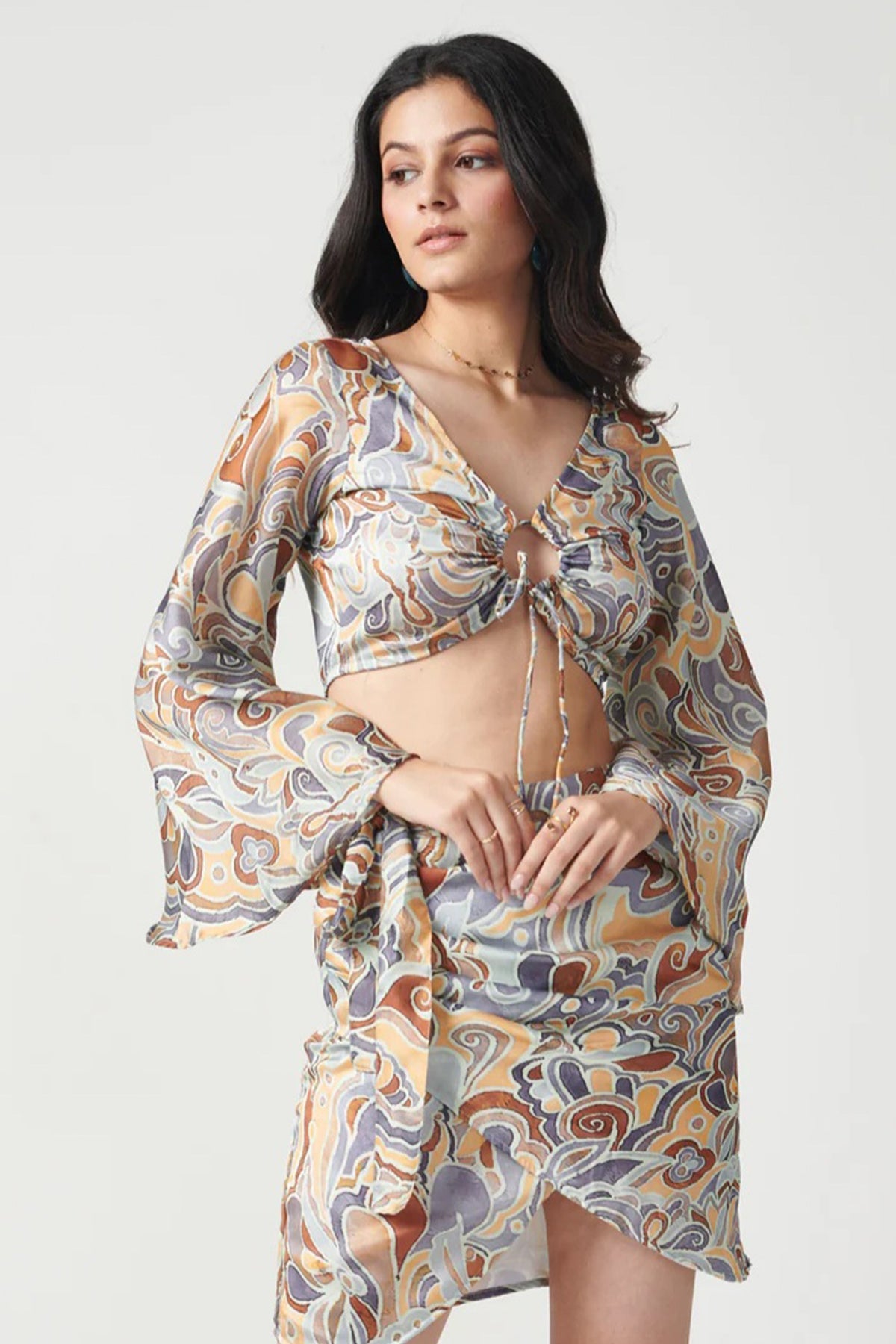 Buy Cloudy Printed Top And Skirt for women online available at ScrollnShops