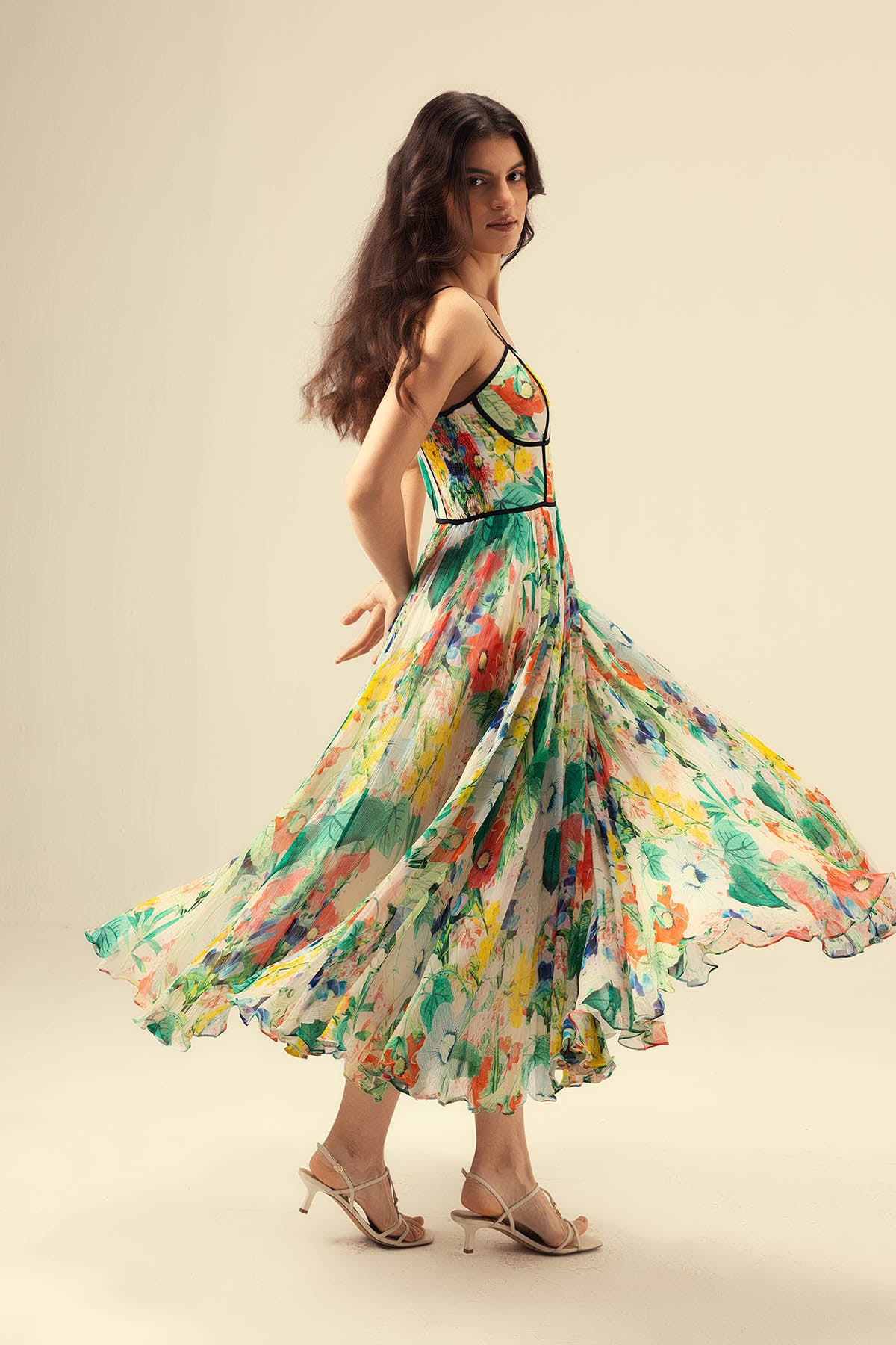 Multicolor Printed Corset Dress