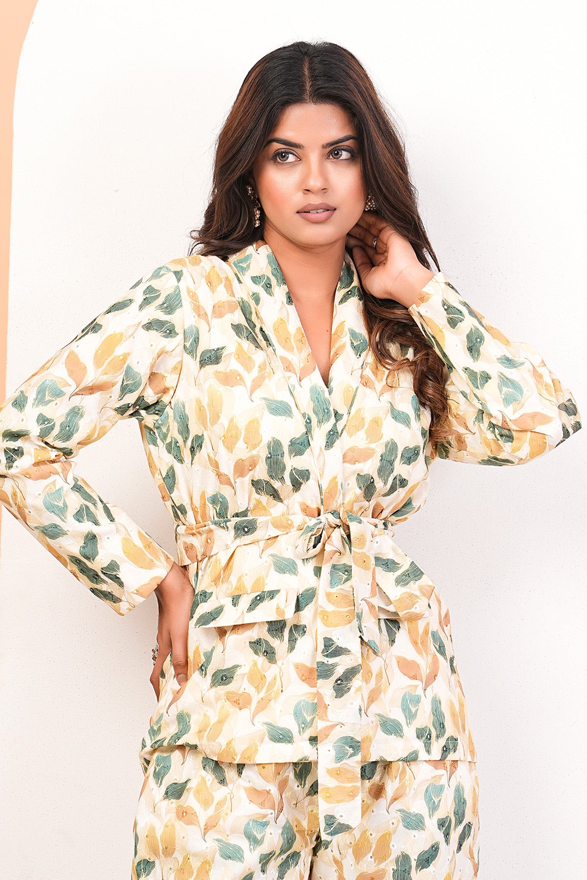 Multicolor Printed Jacket Set