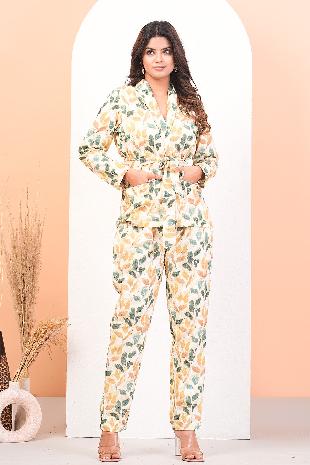 Multicolor Printed Jacket Set