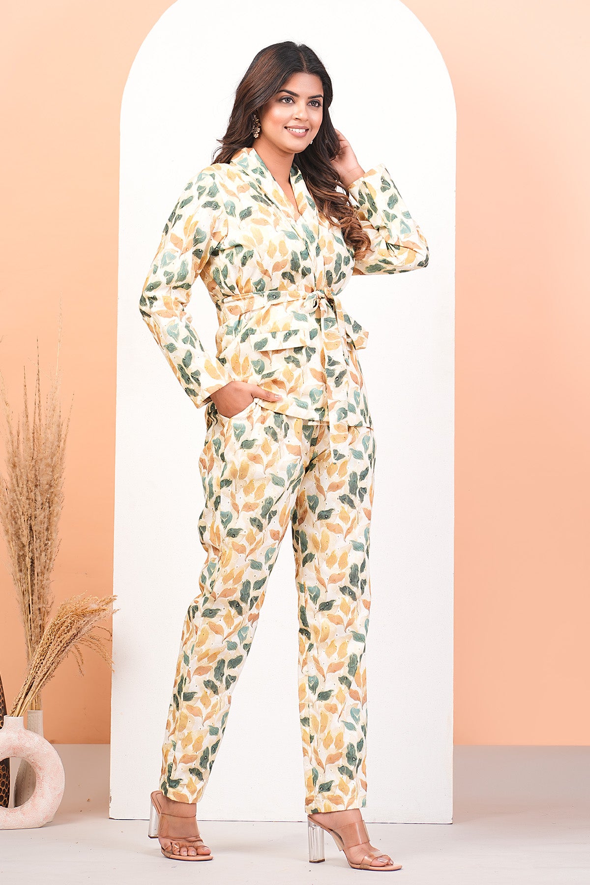 Multicolor Printed Jacket Set