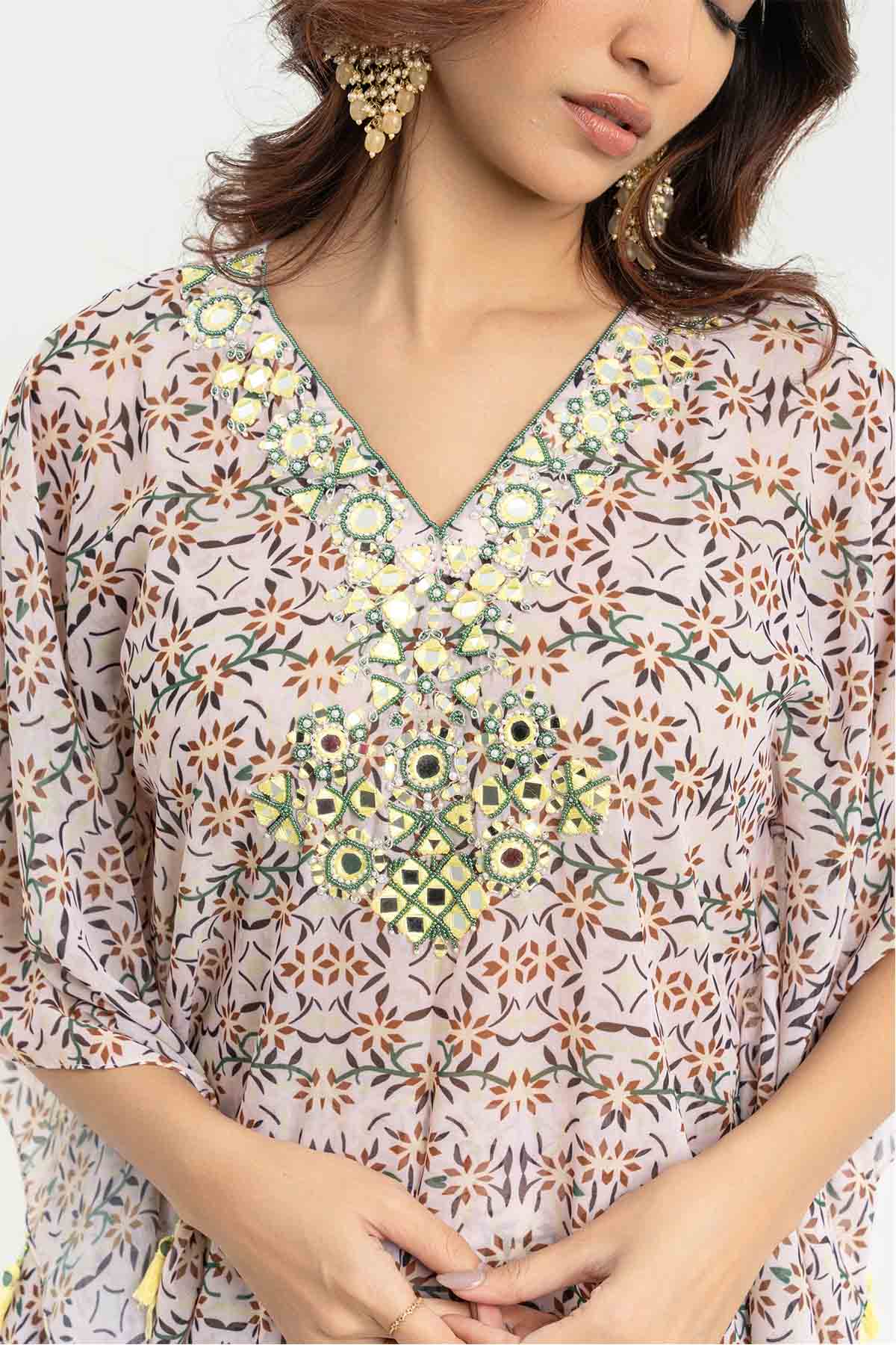 Multicolor Printed Kaftan Set