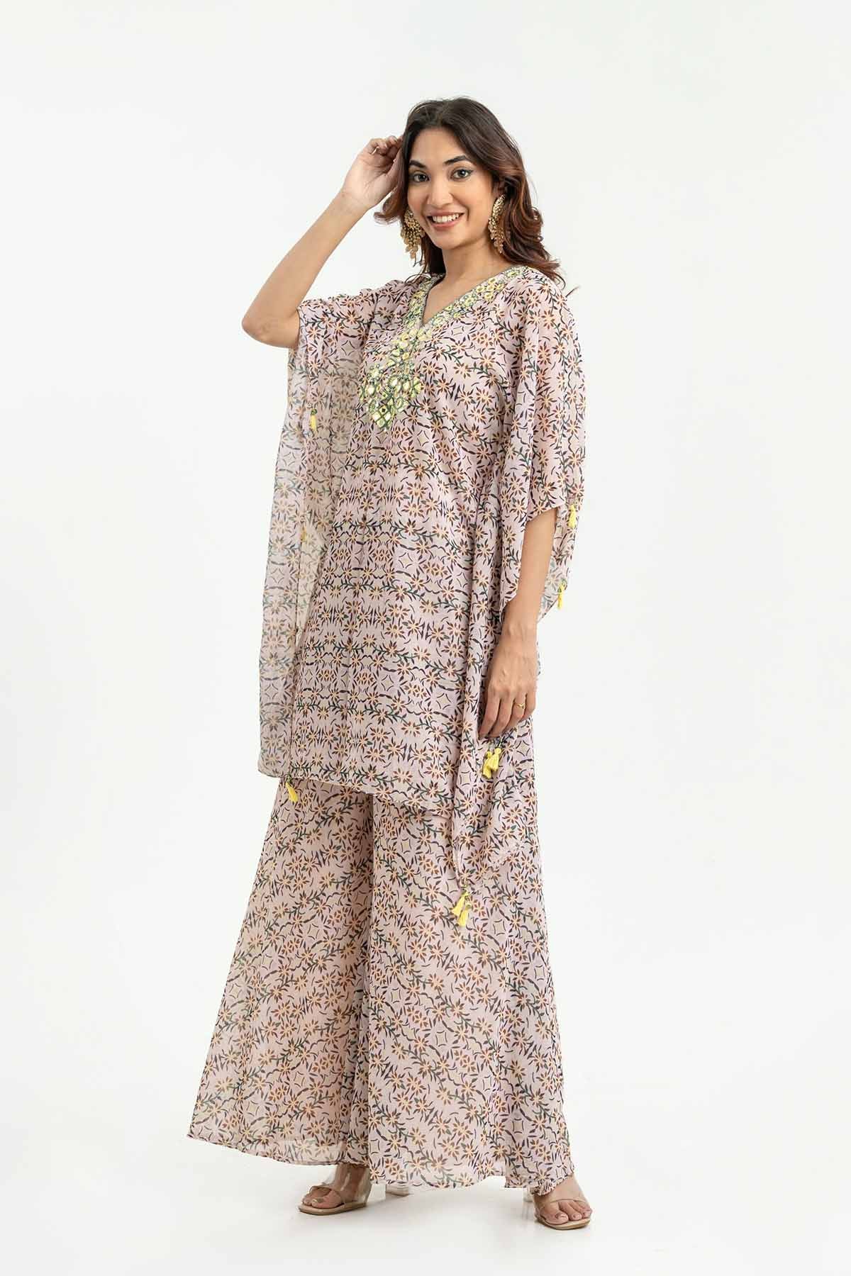 Multicolor Printed Kaftan Set