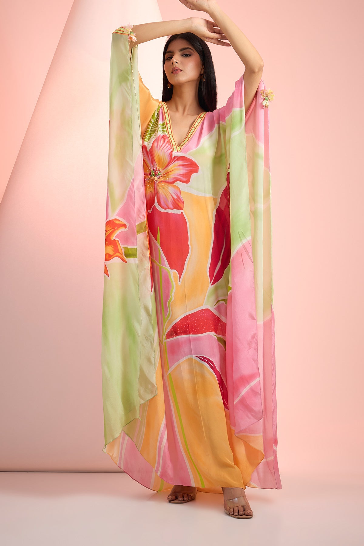 Buy Multicolor Printed Long Kaftan by Mandira Wirk for Women online at ScrollnShops